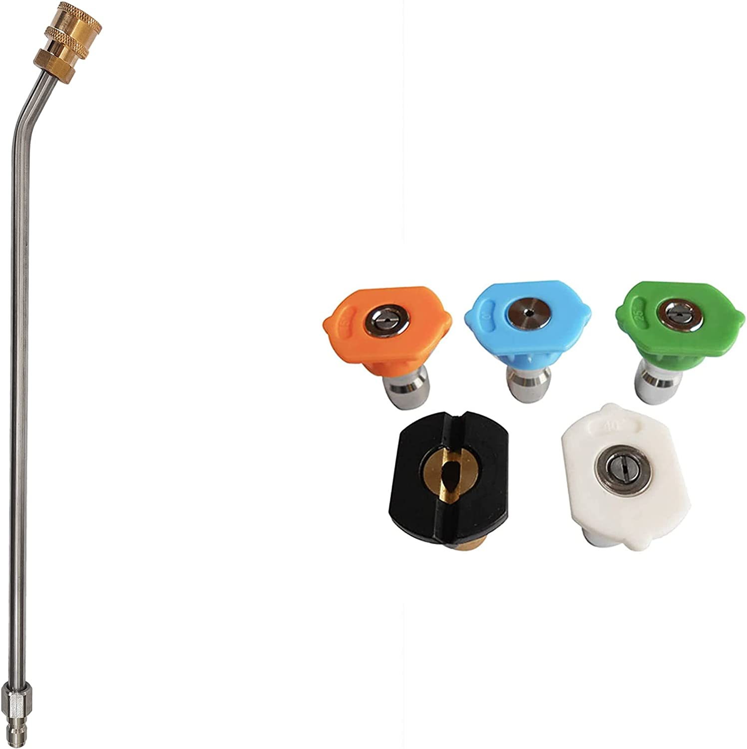 Pressure Washer 35Cm Extension Replacement Wand 1/4" Quick Connect with 5 Spray Nozzle Tips Kit (0&deg;/15&deg;/25&deg;/40&deg;/Soap) image number 4