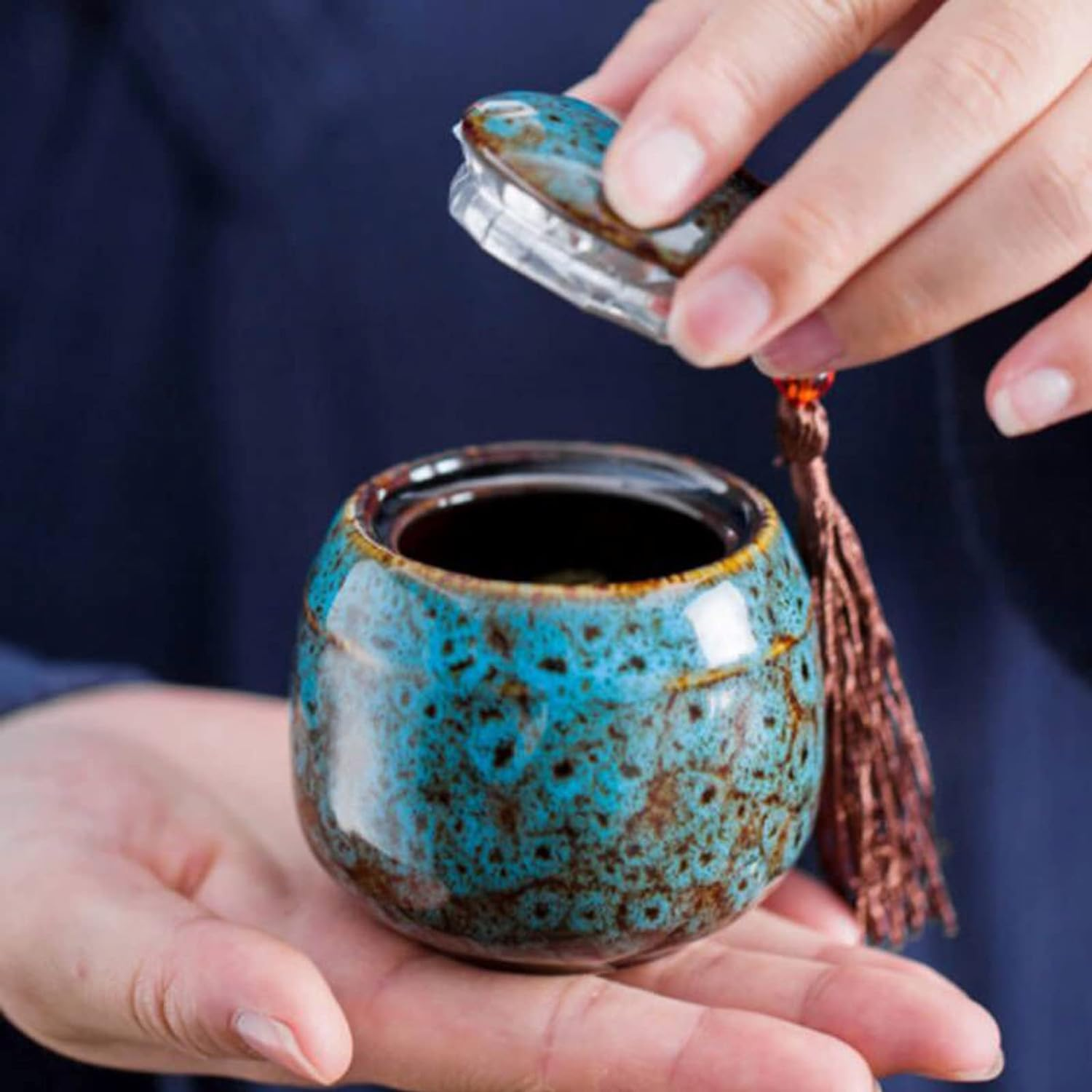 Small Urns for Human Ashes Adult Mini,Personal Funeral for Pet or Human Ashes,Adult Funeral Urn,Ceramics Ashes Keepsake with Card Box- Fits a Small Amount of Cremated Remains image number 3