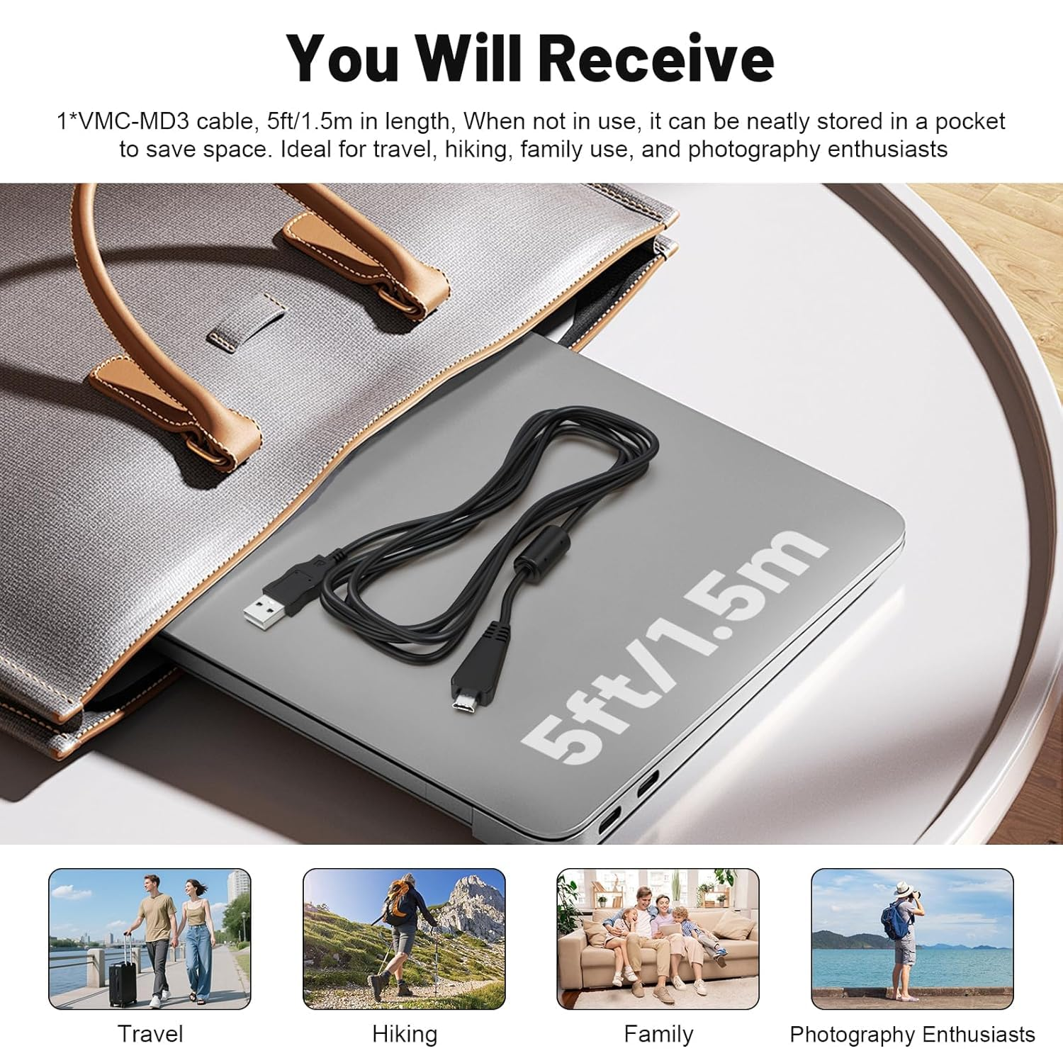 Replacement VMC-MD3 USB Data Charger Cable Cord for Sony Cyber-Shot DSC-TX10 DSC-TX5 DSC-TX55 DSC-W350 DSC-W570 DSC-W580 DSC-HX100 DSC-T110 DSC-T99 Digital Camera image number 5