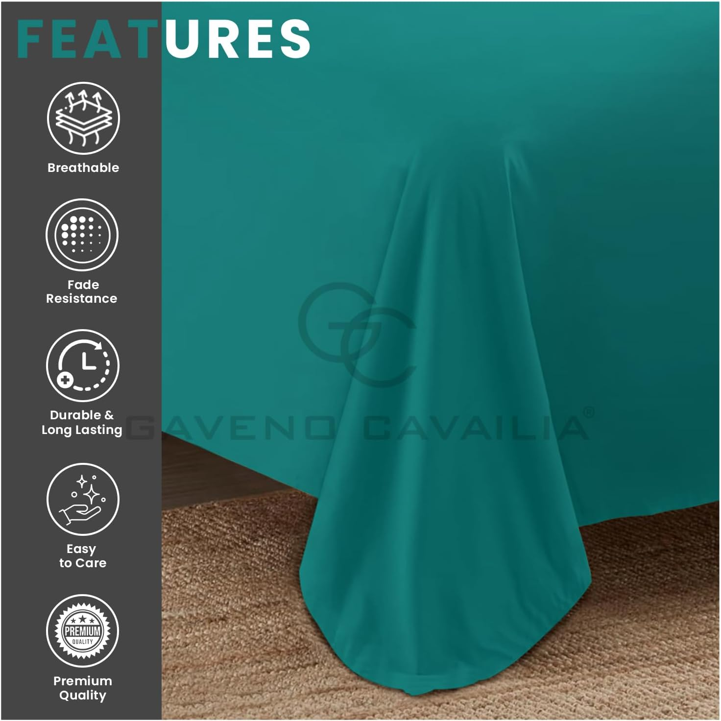 Gaveno Cavailia Super Soft Plain Dyed Diamond Flat Sheet [ Single - Deep Teal ]