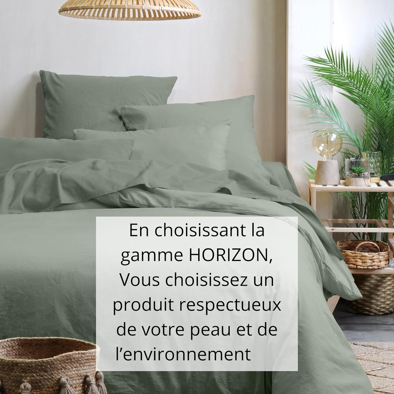 STOF - Fitted Sheet - Size 180 X 200 Cm - 100% Organic Cotton - Quality - Oeko-Tex Certified - Colour Khaki - Horizon Model - Bed Linen for Home - Soft and Comfortable
