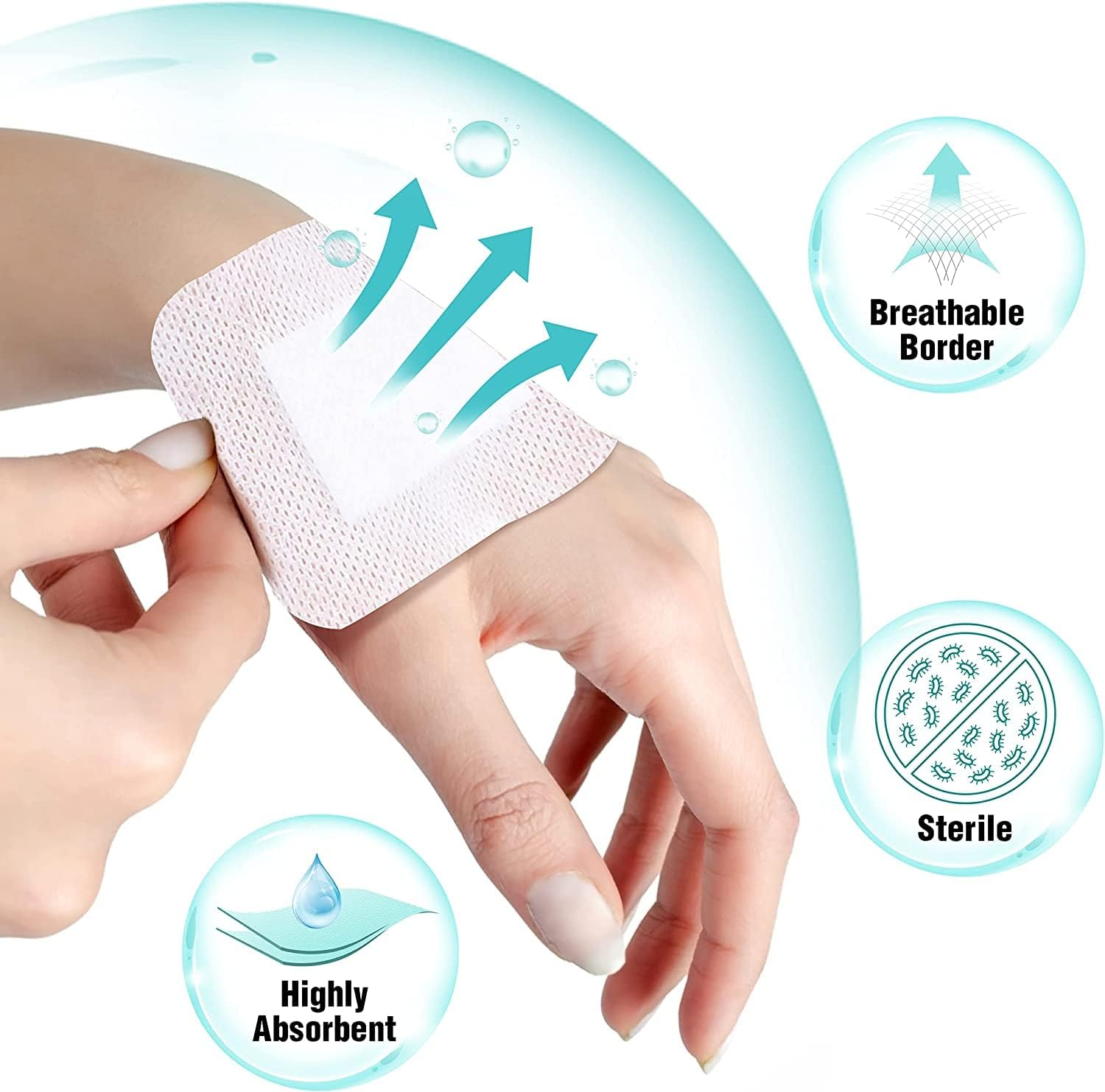 20 PCS Bordered Gauze-Island Dressing Wound Bandage Sterile Adhesive Gauze Pads Patches Post Shower Breathable Borders Individually Packed Pouches Tapes (10 X 10Cm) image number 6