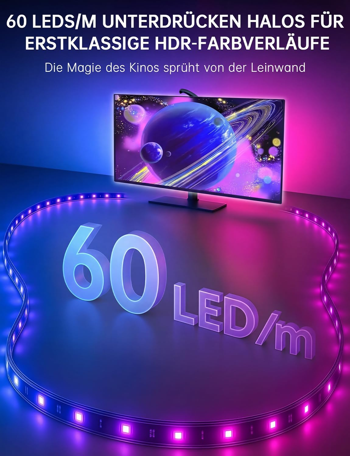 FFJ TV Backlight, 3.5 Metre LED Strip Sync for 40-50 Inch Tvs and PC Monitors, TV LED Strip with Sensor, Smart App Control, Game & Music Sync, RGB Colour Changing Strips for Home Cinema image number 4