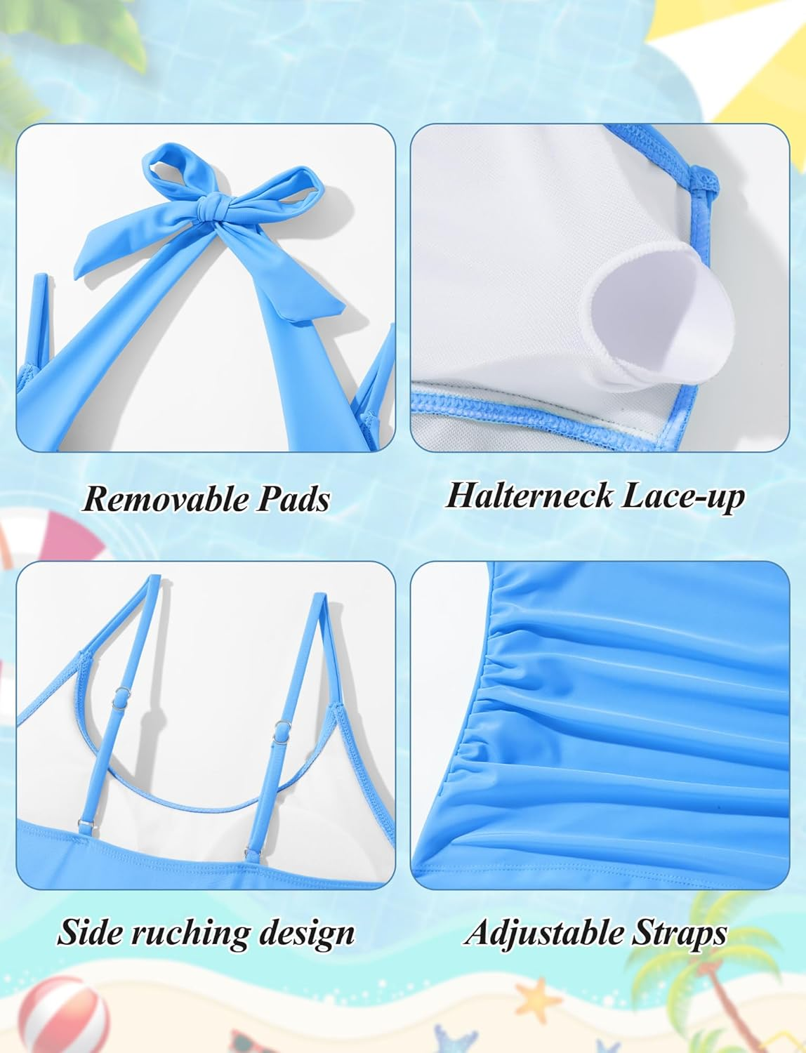 KEOYA Girls 2 Piece Tankini Swimsuit with Straps Printed Swimming Shorts Kids Teenager Swimwear image number 2