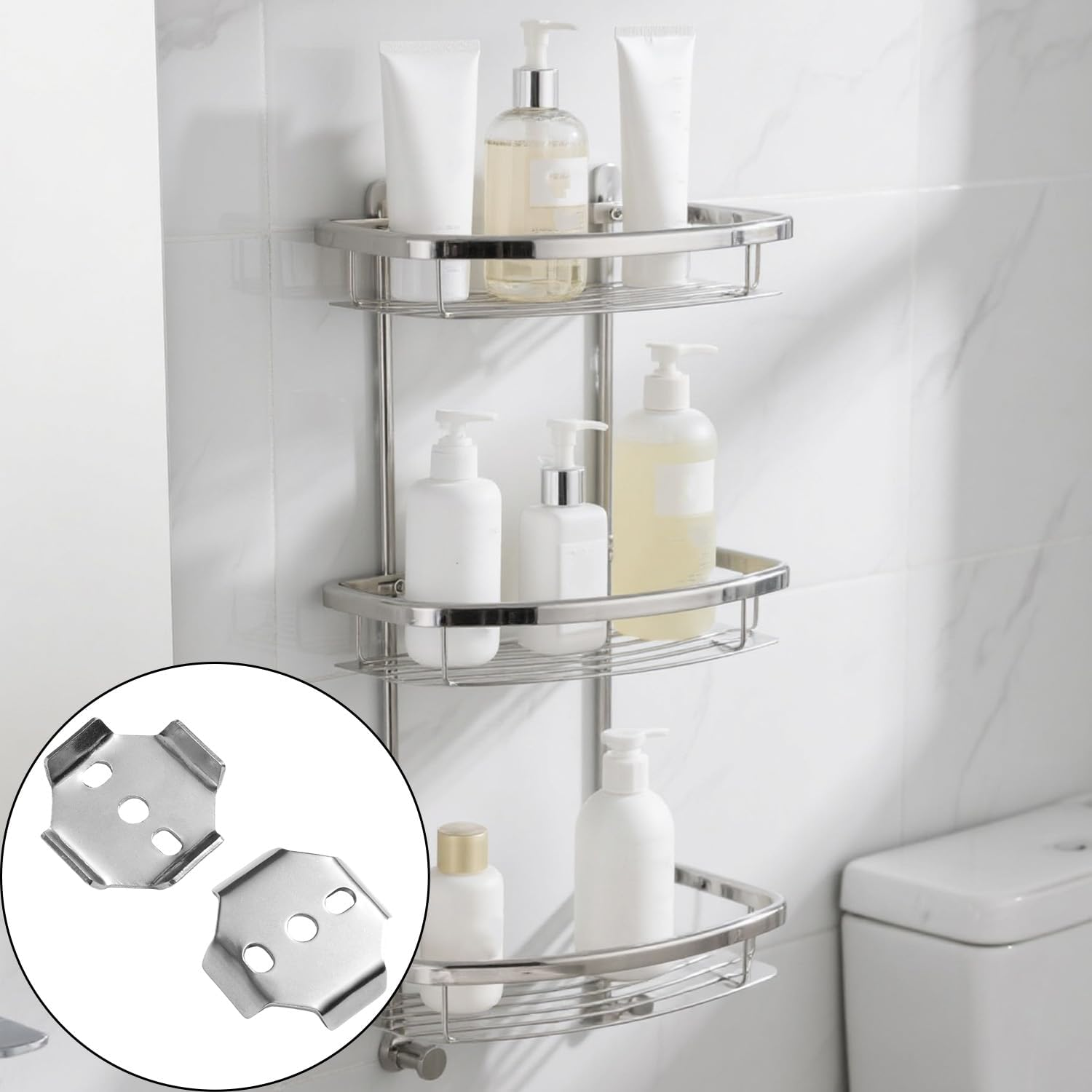 Lasuroa 2Pcs Towel Bar Replacement Parts, 39X39Mm Stainless Steel Square Buckle Wall Bracket Towel Bar Base Spacers Fixing Piece Screws Bathroom Mounting Hardware Kit for Towels Rod Accessories