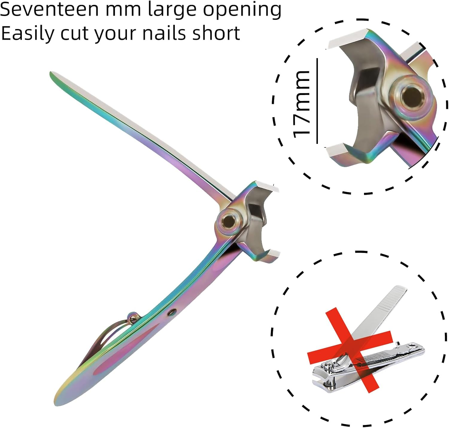 Hzqzaoan Toenail Clippers for Thick Nails - Premium Extra Large Toe Nail Clippers for Seniors/Women/Men, 17Mm Wide Jaw Stainless Steel Nail Clipper with Long Handle (Multi-Colored) image number 2