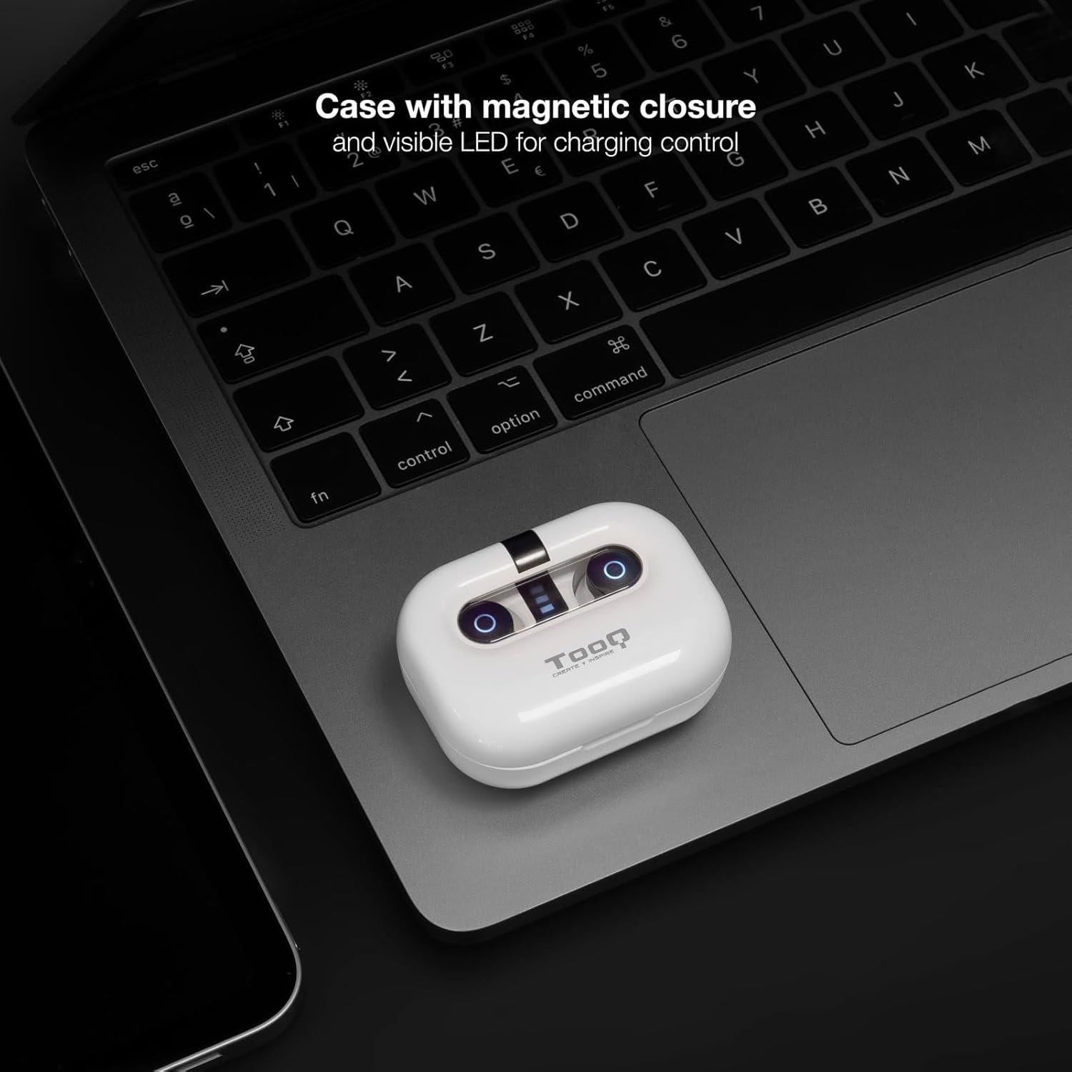 TOOQ TQBWH-0031W - Bender Wireless Bluetooth Headphones with Microphone with Charging Case, Wireless Headphones for Iphone/Ios/Android, White image number 2