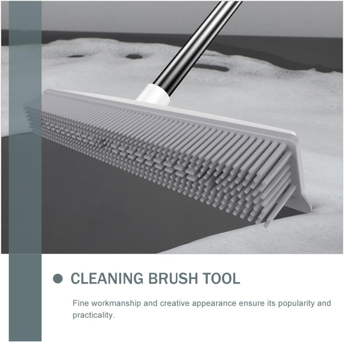 VICASKY Dual-Use Pet Hair Remover Brush Rubber Bristles, Long Handle Carpet and Wooden Floor Cleaner for Household Cleaning and Fur Removal