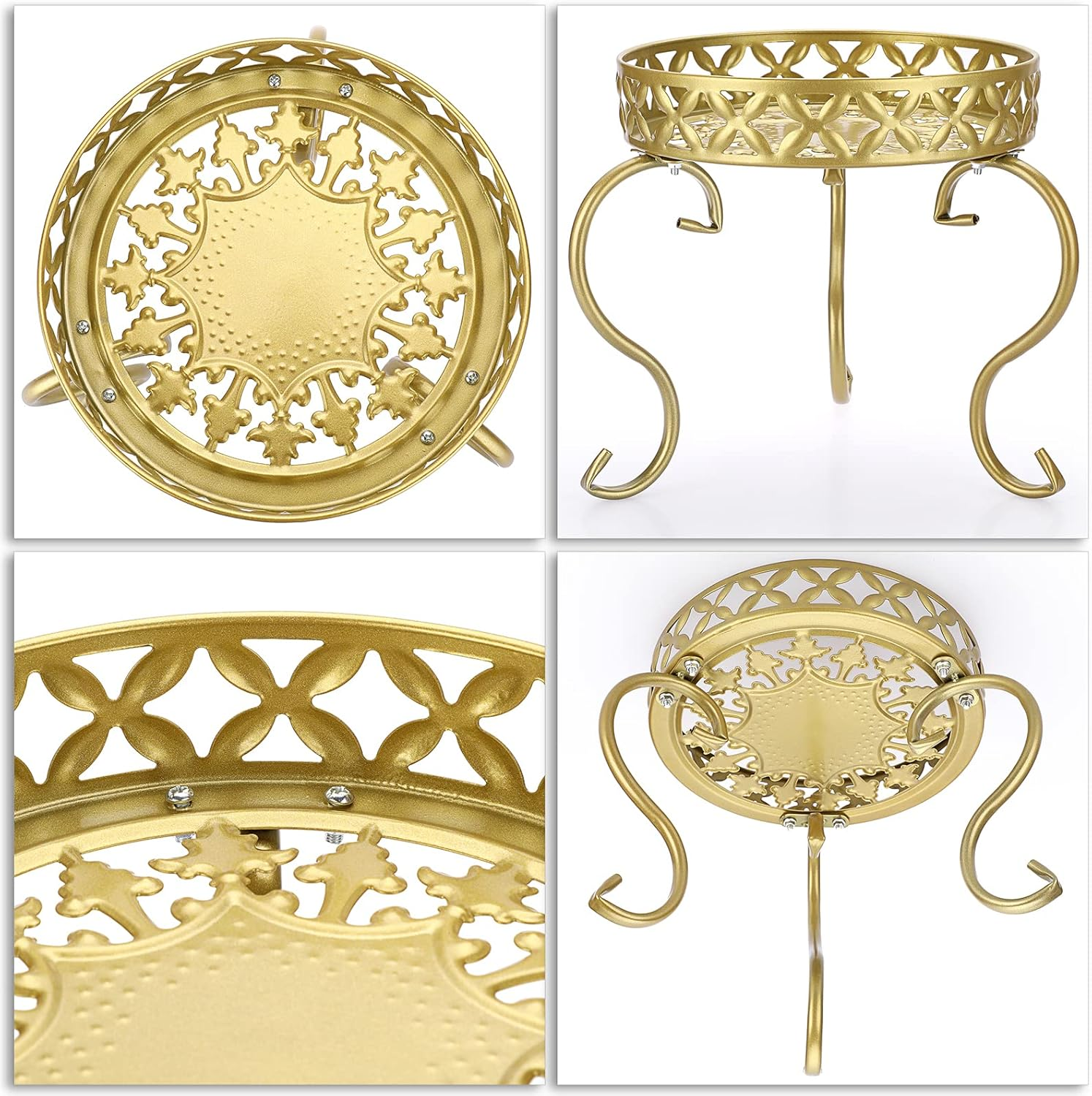 Ownmy Metal round Plant Stand Indoor Outdoor Flower Pot Holder, Heavy Duty Iron Plant Stand Display Potted Rack for Home, Garden, Patio, Golden Color