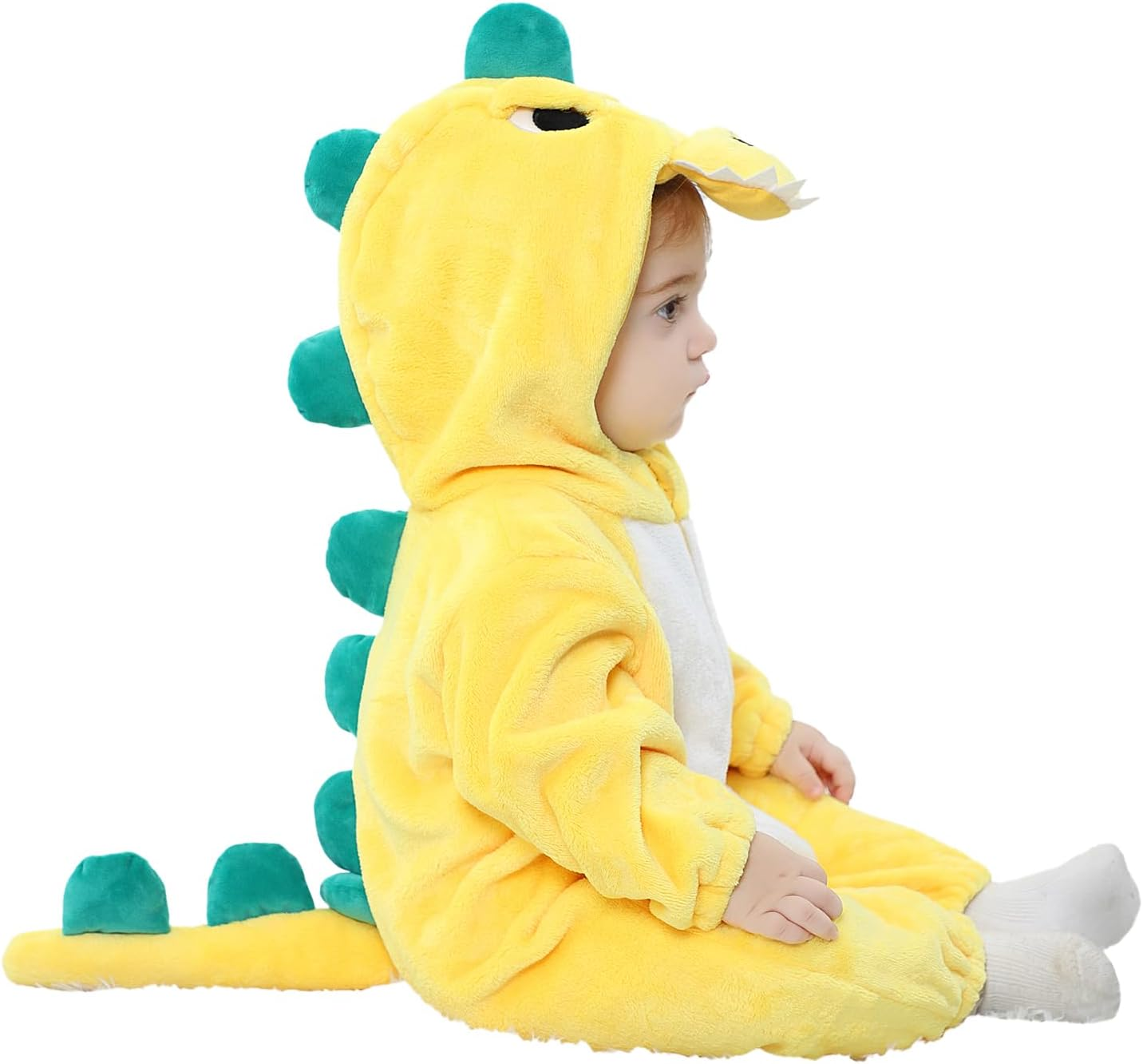 LOLANTA Unisex Baby Dinosaur Costume, Toddler Hooded Animal Costume, Flannel Union Suit image number 6