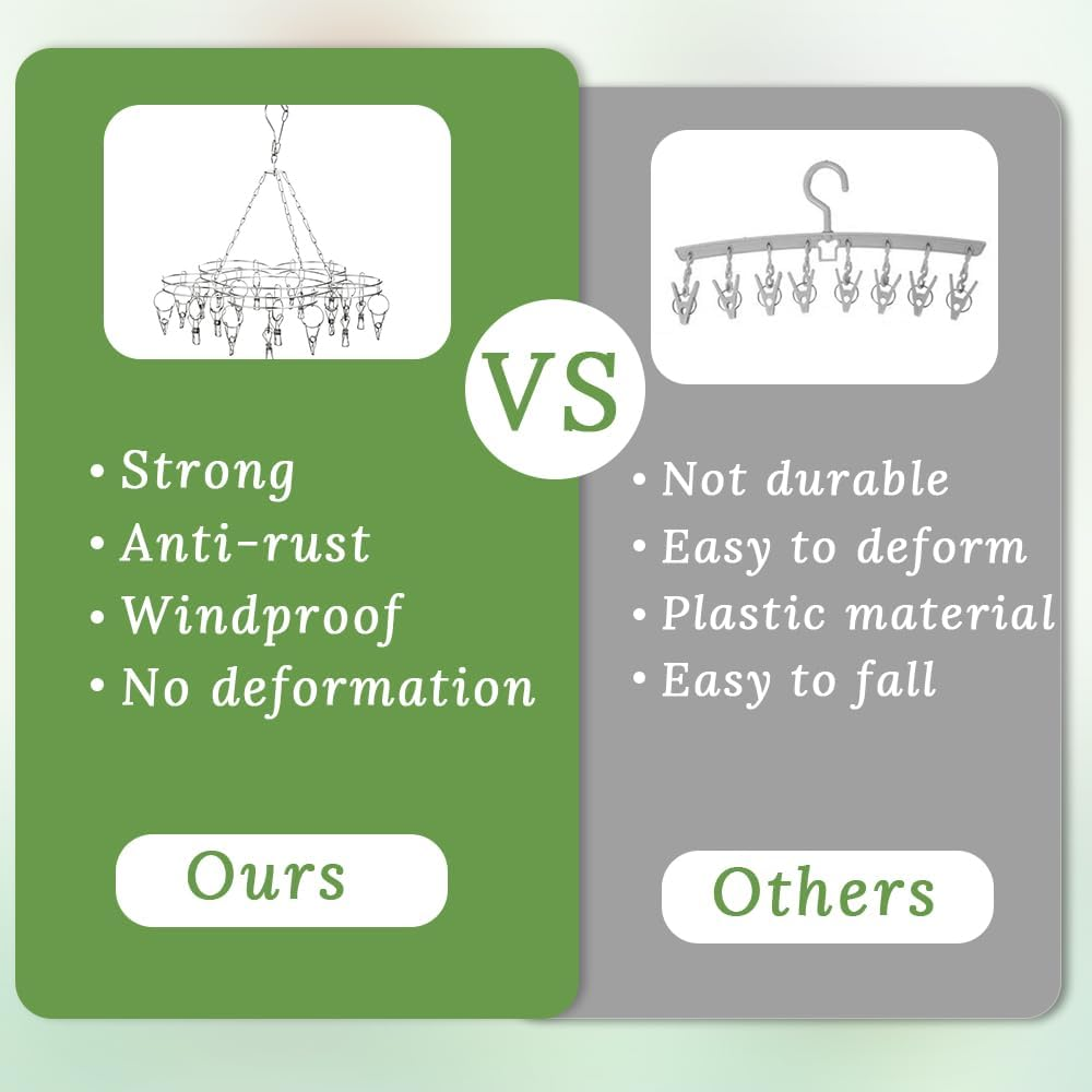 4 Pack Herb Hanging Drying Racks with Stainless Steel Clips and Hooks, Suitable for Drying Herbs, Flowers, Herbs, Also Can Be Used for Balcony Corridor and Outdoor Drying Clothes and Socks image number 3