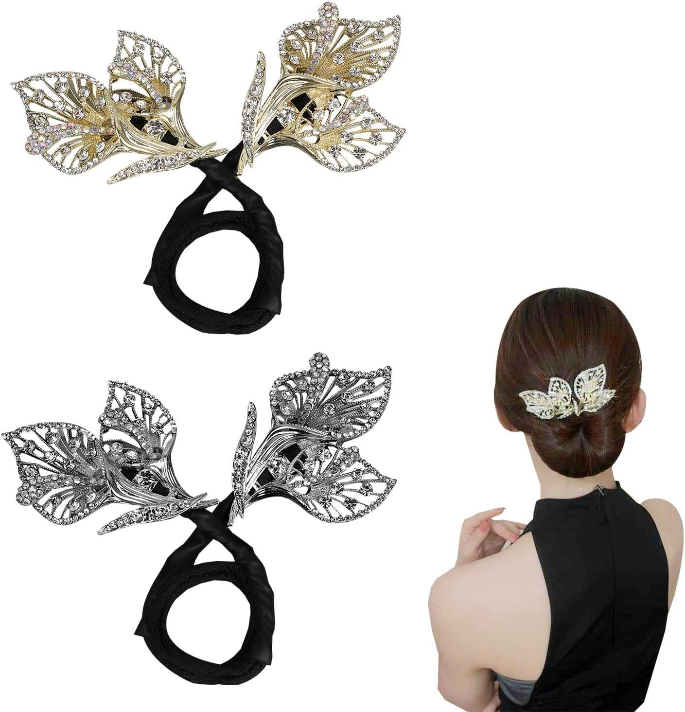 2 Pieces Leaf Shaped Hair Accessories, Rhinestone Hair Accessories, Retro Hair Accessories, Elee Women'S Hair Accessories, Fashionable and Versatile Hair Accessories image number 1