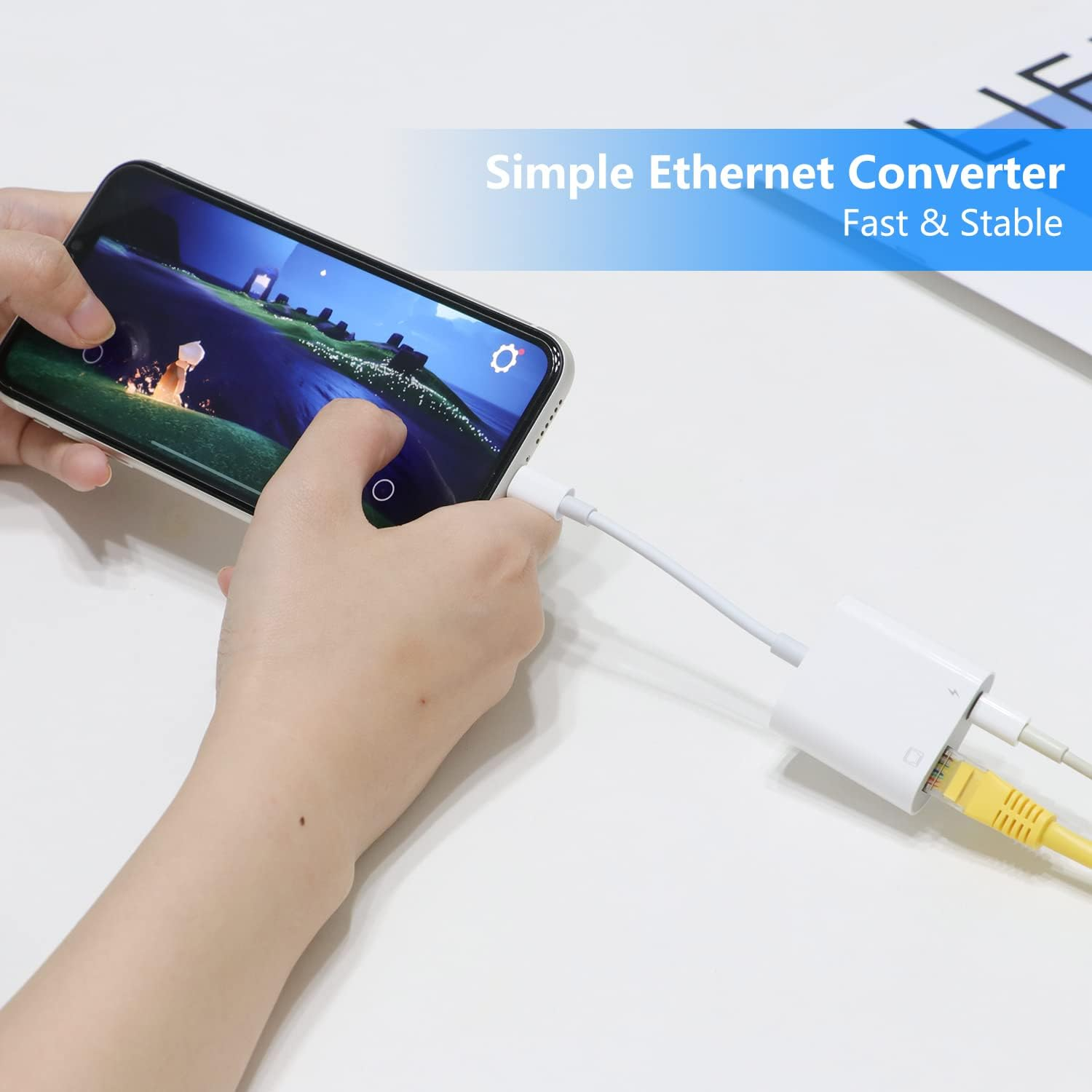 Kozyone 2 in 1 Light-Ning to RJ45 Ethernet Adapter, 10Mbps/100Mbps RJ45 Ethernet Adapter with Charging Port, Compatible with I-Phone/Ipad/Ipod, Fast and Stable for Online Gaming and Video Watching image number 4