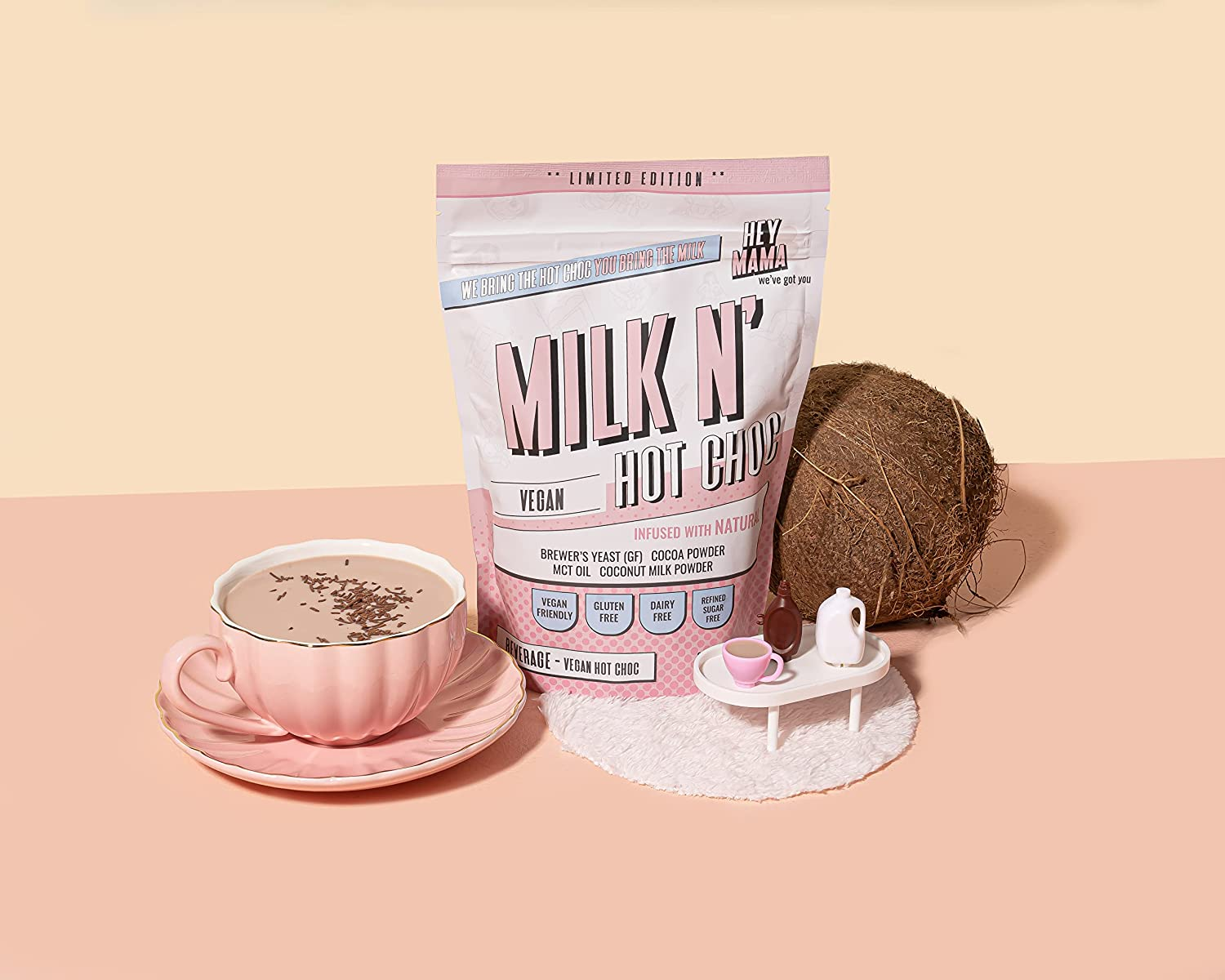 Hey Mama Lactation Hot Chocolate - Breastfeeding Support, Postpartum Nutrition, Gluten and Dairy Free - 250G 25 Servings image number 1