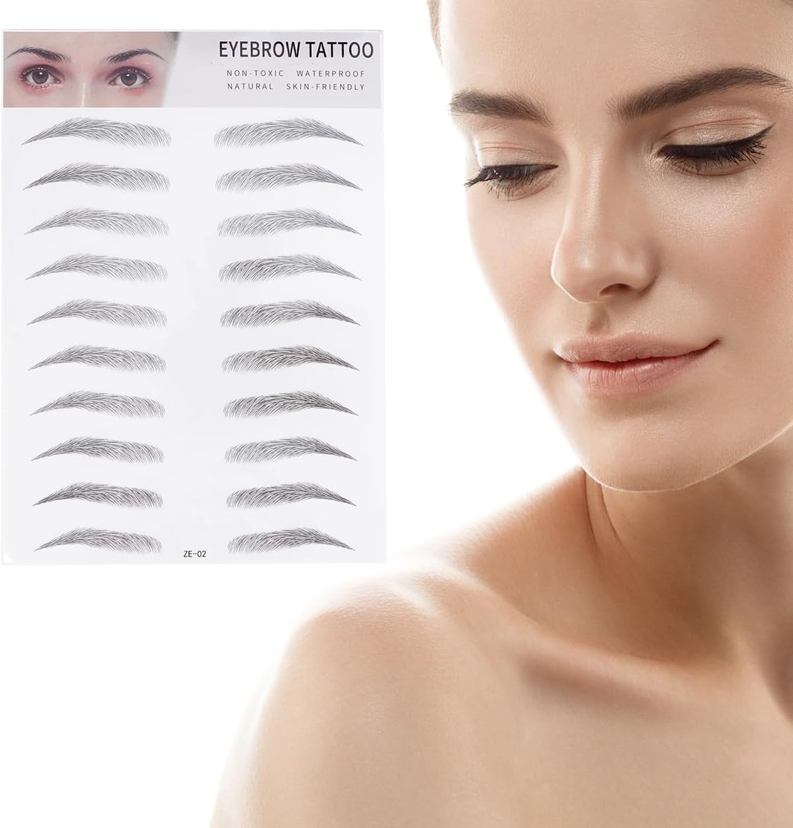 FOMIYES 2Pcs 3D Hair-Like Eyebrow Transfer Stickers for Men and Women, Easy to Apply, Natural Look, Black, Temporary Eyebrow Tattoo for Makeup, Time-Saving, Long-Lasting image number 2