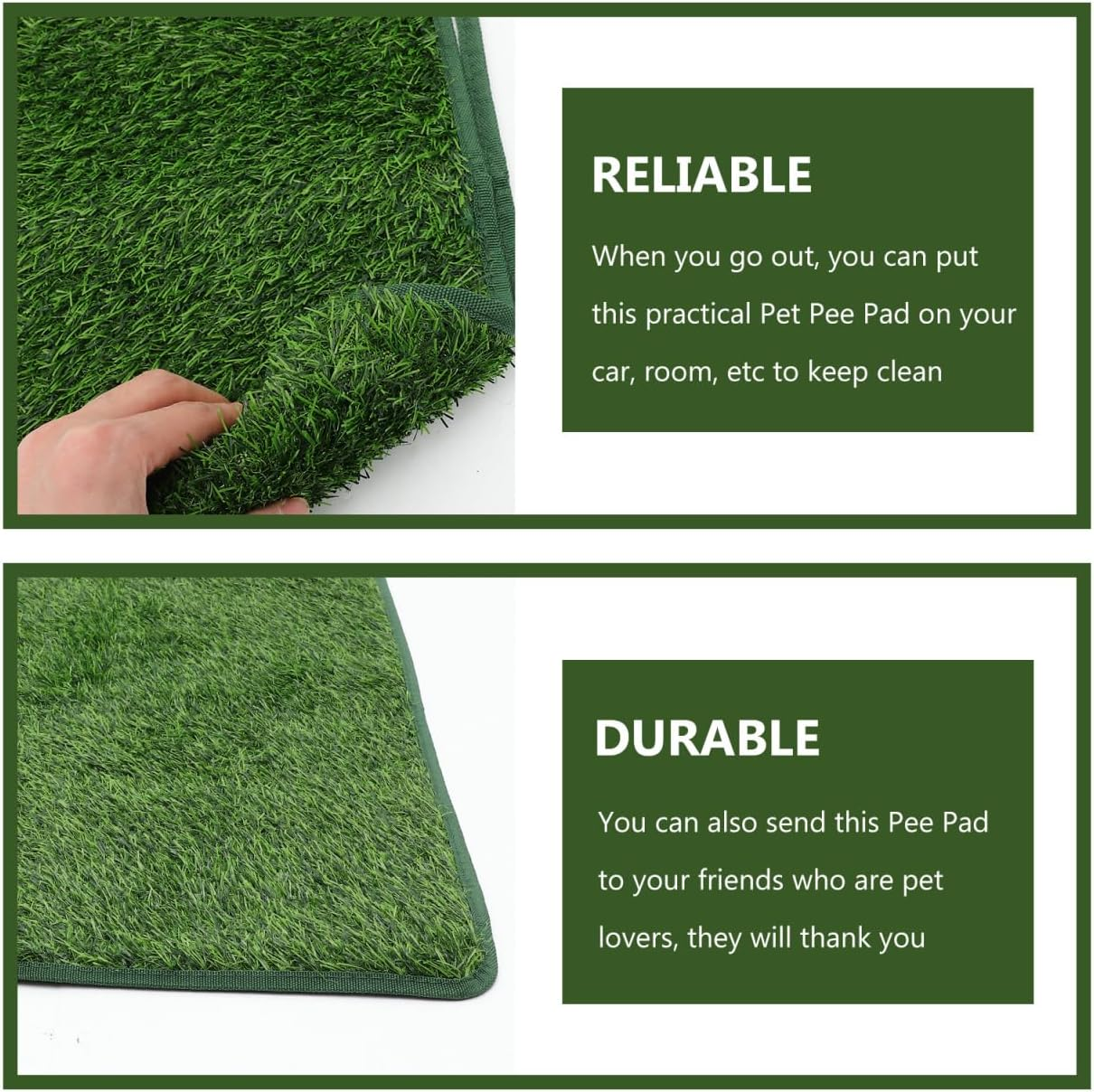Artificial Grass Puppy Pee Pad for Small and Medium Dogs or Other Small Pets - 18"X28" Reusable Training Potty Pad - Dog House and Pet Supplies image number 3
