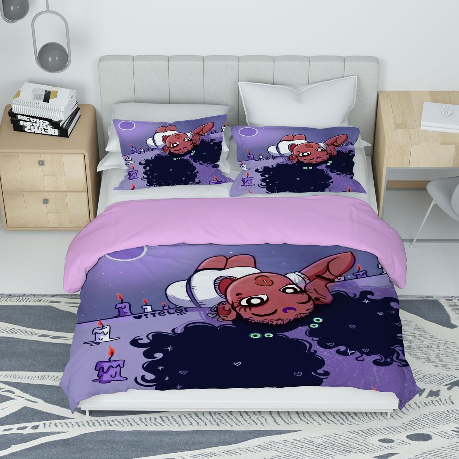 KXHHYB Black Girls Bed Linen 220 X 240 Cm, Pretty American African Black Girl Magic Purple Bed Linen Comforter Cover Set Microfibre Soft 3 Pieces (B, 220 X 240 Cm) image number 4