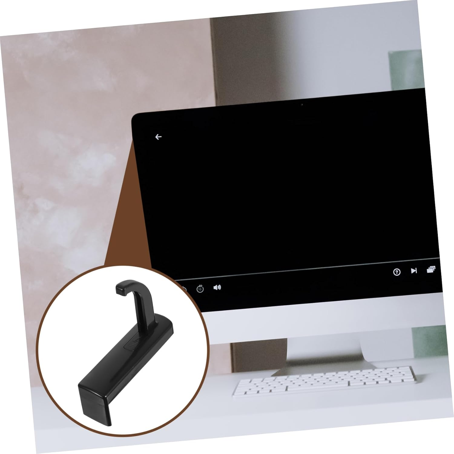 HOMSFOU 5Pcs Headphone Hook Headset for Computer Heavy Duty Brackets Monitors Computer Holder Headphone Rack Monitor Wall Mount Headphone Monitor Stand Headset Hook Ear Phone Plastic Black image number 6