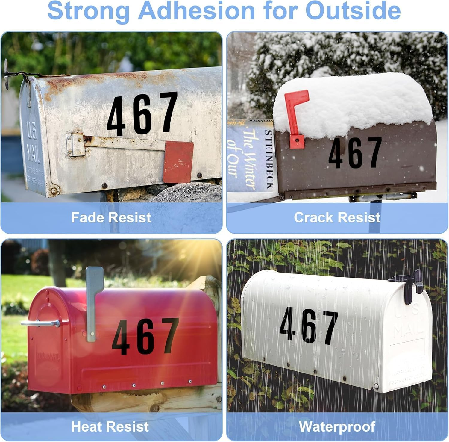 12 Sheets Vinyl Letter Stickers 192 Pcs Mailbox Letters and Numbers for outside Self Adhesive Mailbox Number Sticker Waterproof Alphabet Sticker for Signs Car Door House Address Number (Black, 3 Inch) - White image number 2