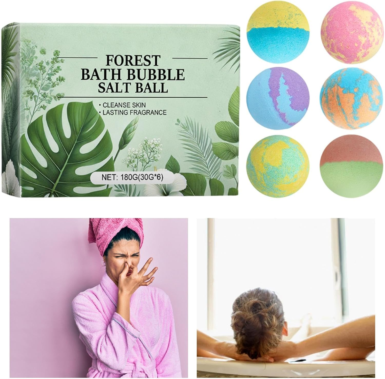 Znutc Natural Bath Balls | Fragrance Bath Balls - Bath Balls Bubbles, Moisturizing Bath Balls for Skin Smoothing with Long-Lasting Natural Fragrance image number 3