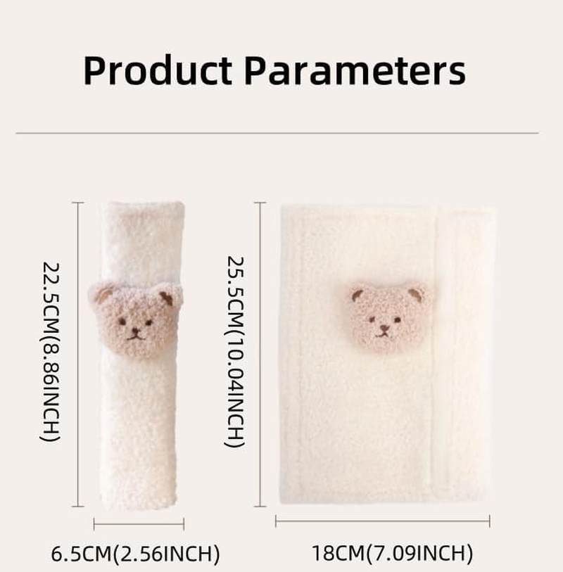 2Pcs Car Seat Shoulder Strap Pads, Seat Belt Cover Pad with Cute Bear Seat Belt Cushion for Adults/Women More Comfortable Driving, Universal Car Seat Strap Covers for Bag Backpack Strap image number 3