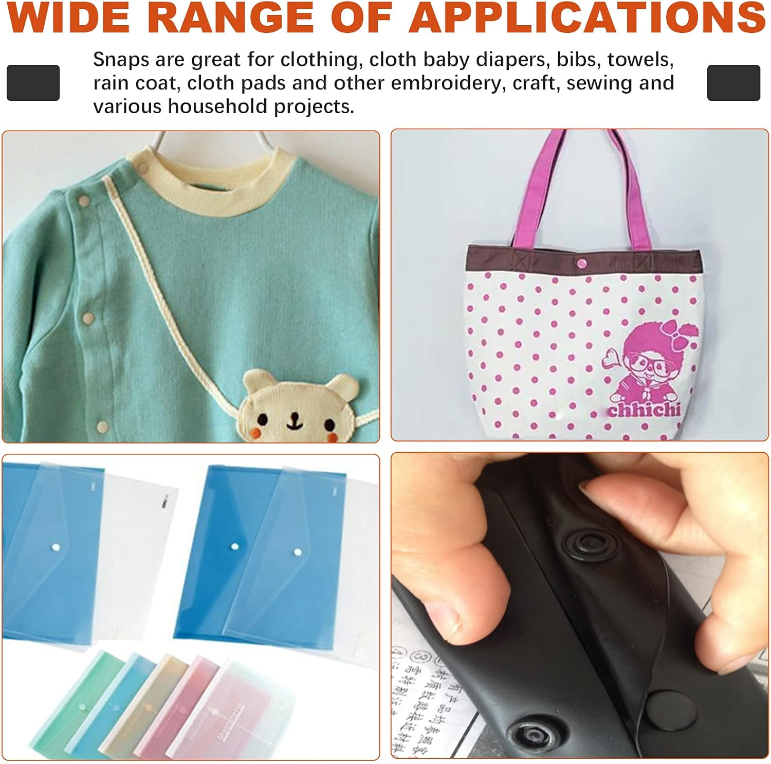 Tanstic 405Pcs Snaps Plastic Buttons with Pink Color Snaps Pliers Set 384Pcs 24 Colors T5 Plastic Snaps with Hand Tools and Sewing Clips for Clothes Sewing, Bibs, Rain Coat Crafting image number 3