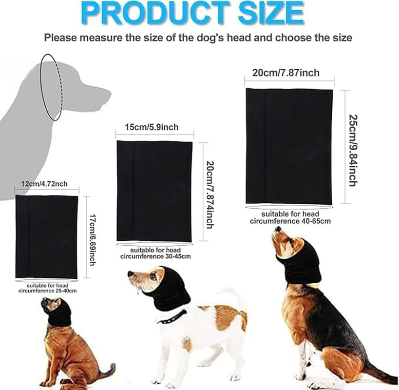 Quiet Ears for Dogs, 2PCS Cat Dog Hoodies Hat for Noise Block Ear Protection and Recovery, the Grooming and Force Drying Miracle Tool for Anxiety Relief & Calming Dogs (Black, M) image number 5