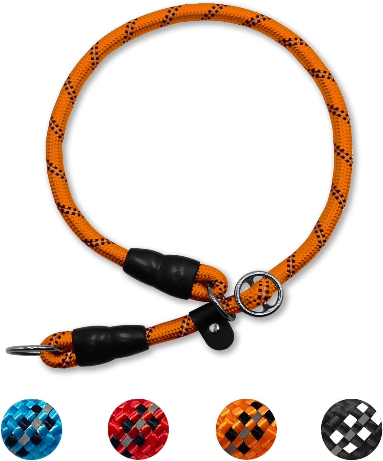 Dog Slip Collar, Reflective Nylon Martingale Chock Collar No-Pull P Collar with Sliding Stopper Training Dog Collar for Small Medium Large Dogs