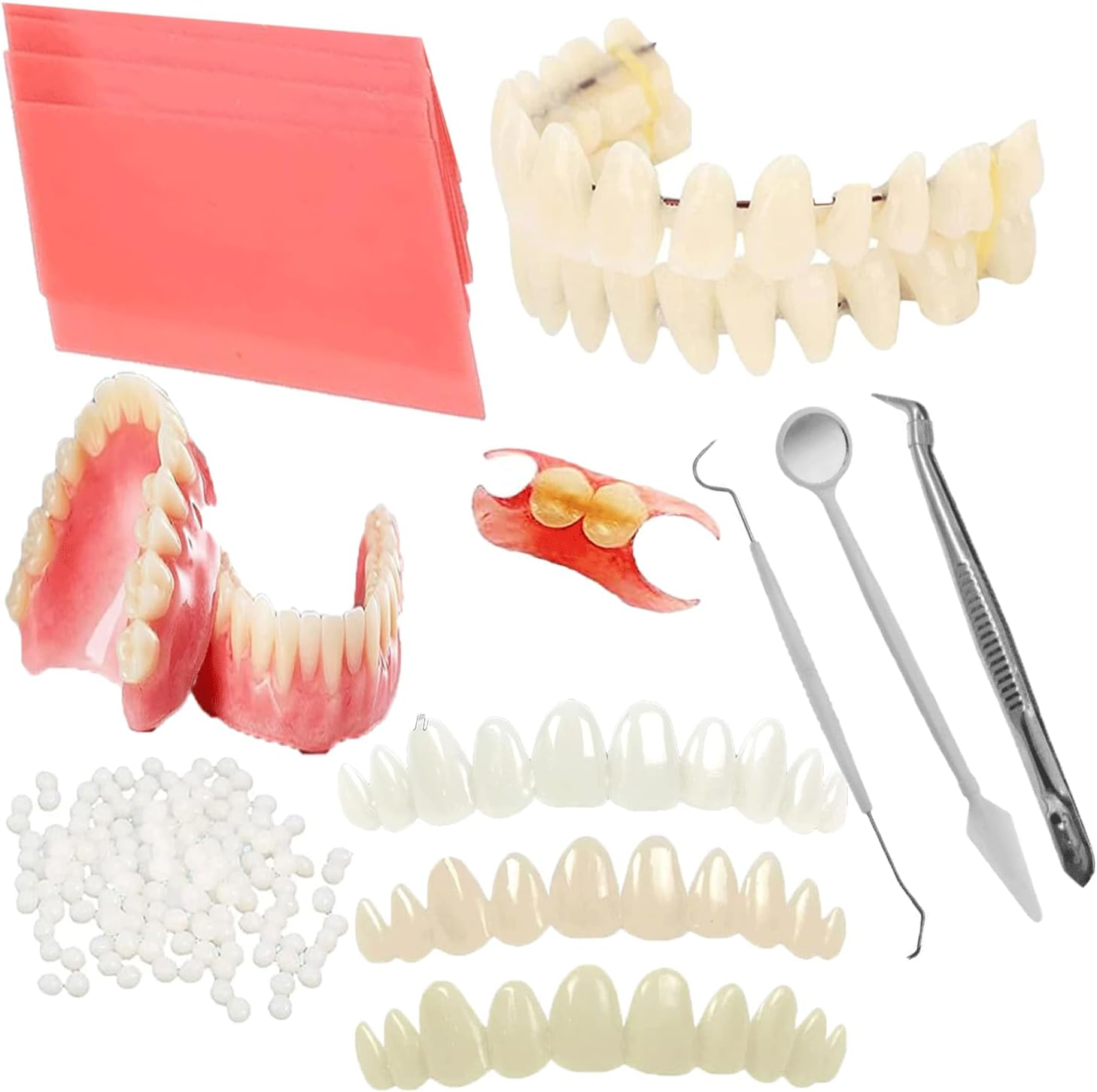 BJDTY DIY Denture Combinations, Making Partial Dentures and Full Dentures Kit DIY Simulation Practice Making Denture Combinations, Equipped with Tool Kit and Temporary Teeth (Dental Wax+White) image number 4