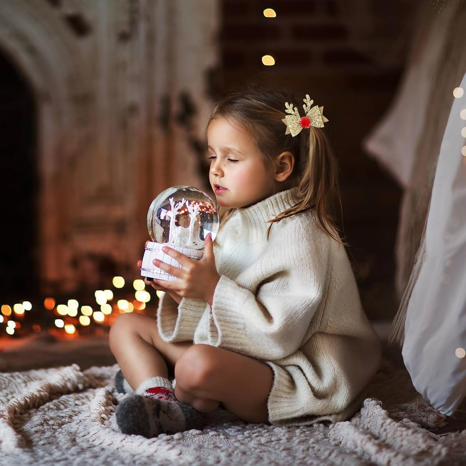 Pack of 4 Christmas Bow Hair Clips, Hair Clips, Hair Accessories, Christmas, Cute Reindeer Antlers Headband, Ears, Hair Accessory, Antlers Headpiece, Hair Pin for Women, Girls, Children image number 5