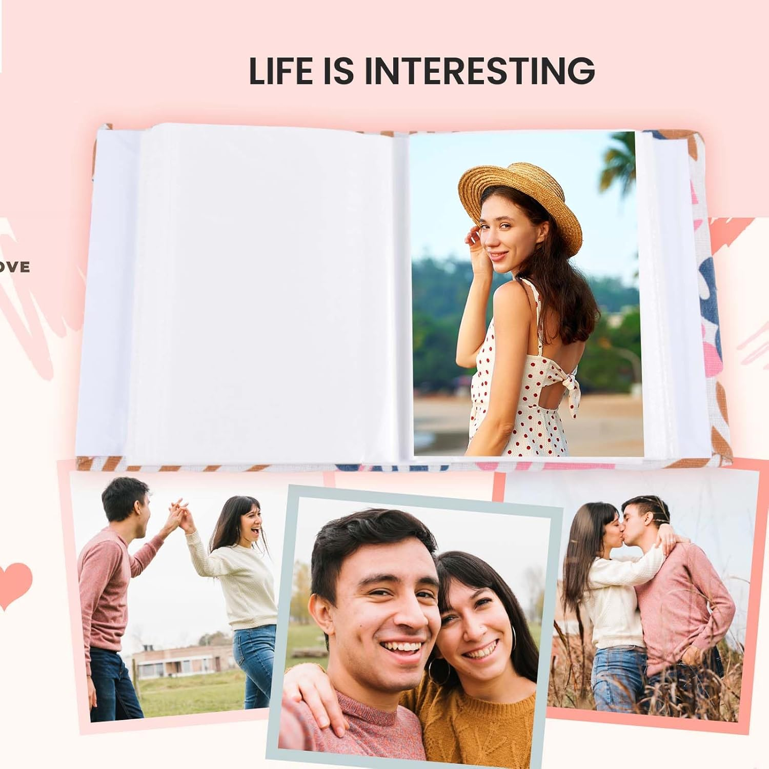 4X6 200 Pocket Photo Album with Soft Linen Cover,Family Memory Book for Home,Wedding, Anniversary, Baby, Vacation(200 Photos,Plantain Leaves) image number 1