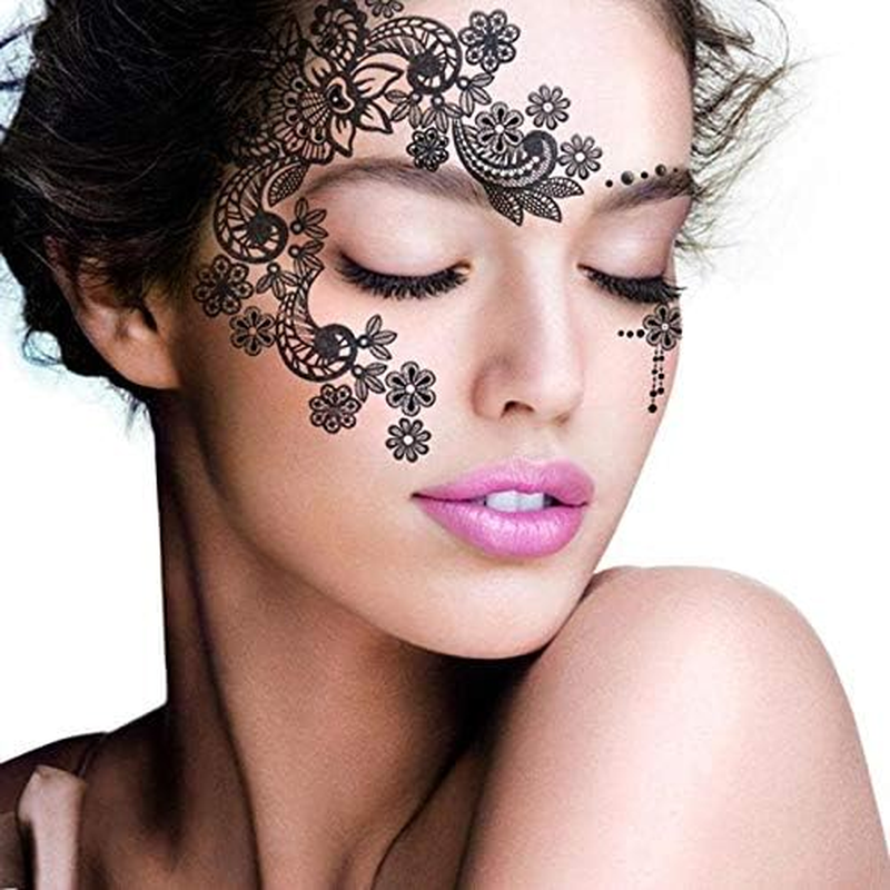 8 Pack Face Temporary Tattoo Waterproof Makeup Tattoo Stickers on Face Eye Forehead Body for Halloween Christmas Stage Masquerade Party image number 2