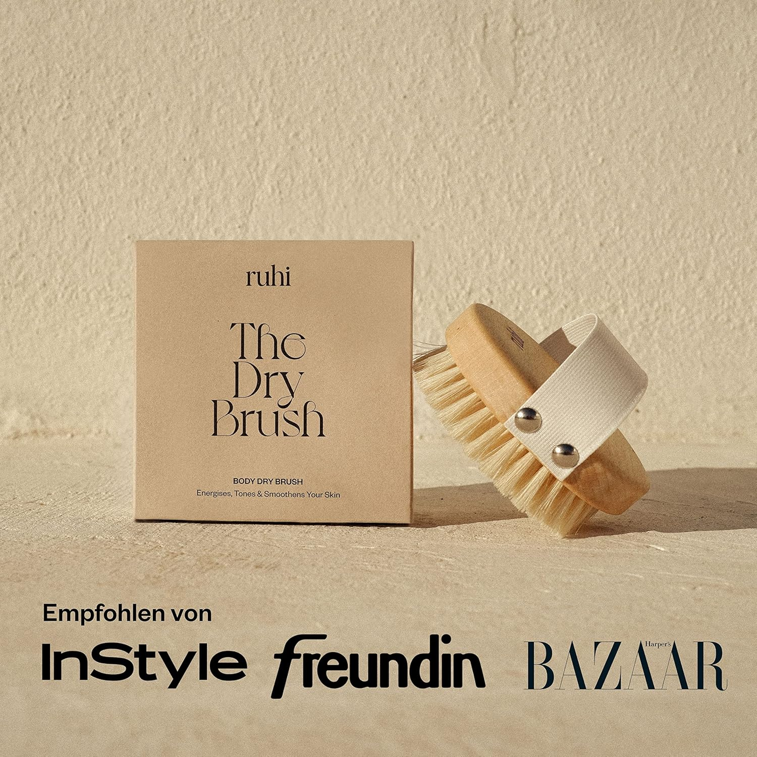 RUHI Body Brush round 100% Natural Bristles Made in Germany/Fsc Certified Beech Wood/Plastic Free/For Dry Brushing Massage (Dry Brush) / Lymphatic Drainage against Cell image number 5