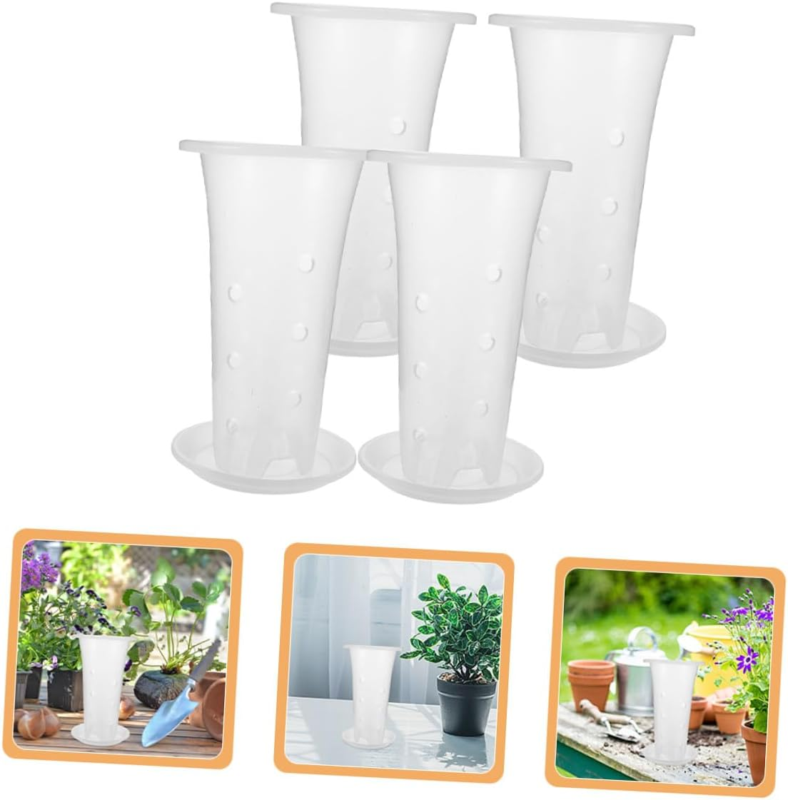 HAKIDZEL 4Sets Root Control Plant Pots Saucers Small Plant Pots for Indoor Gardening Decorative Garden Supplies image number 2