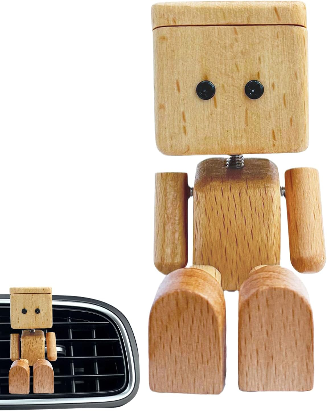 Shaking Wooden Man, Cute Shaking Feet Wooden Man Doll Figurine, Automotive Interior Decorations Display Ornaments for Long Driving Shelf Road Trip Home Desk Tabletop