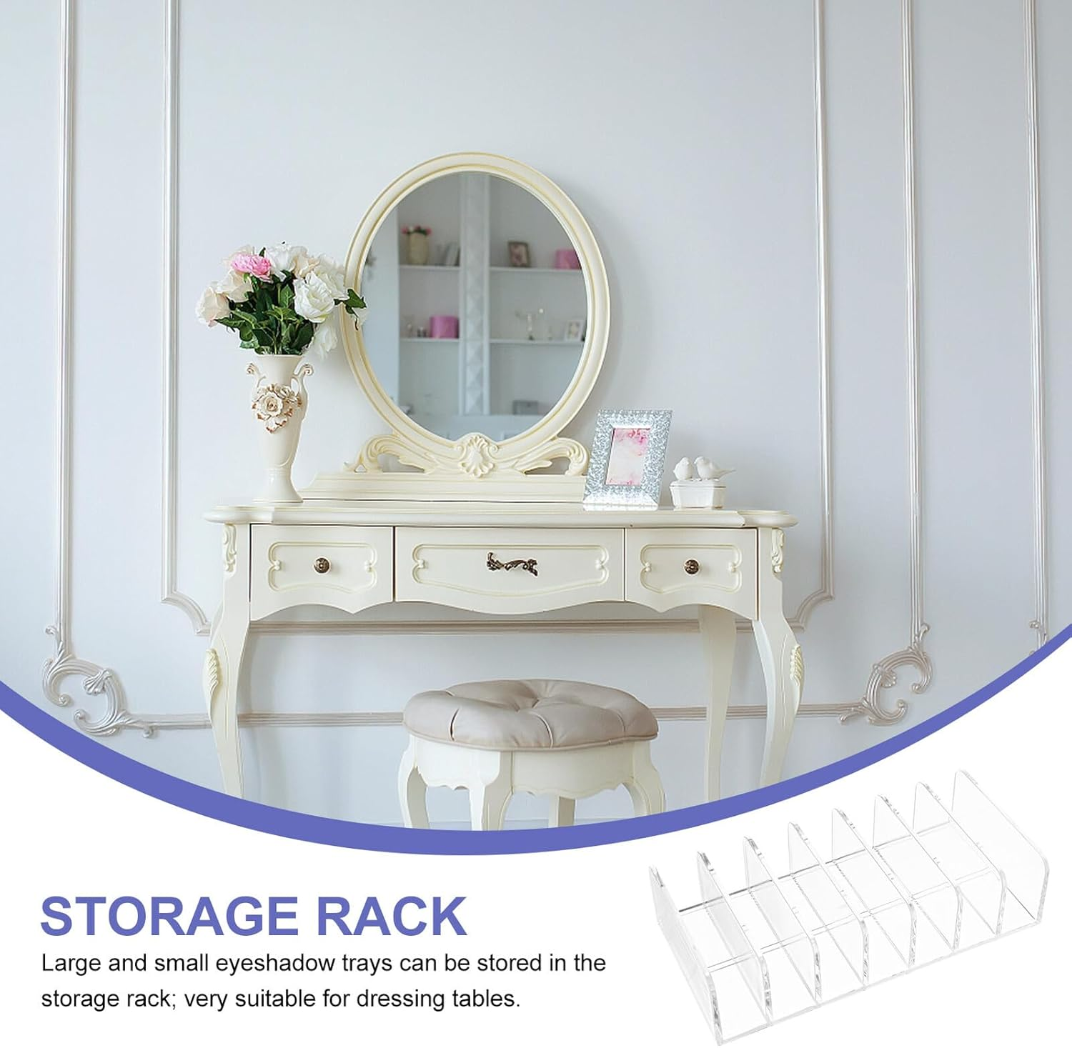 EPIGEIST Pressed Powder Storage Rack Multi-Grid Rack for Eye Shadow Cosmetics Plastic Display Case with Buckle Design for Dressing Tables image number 3