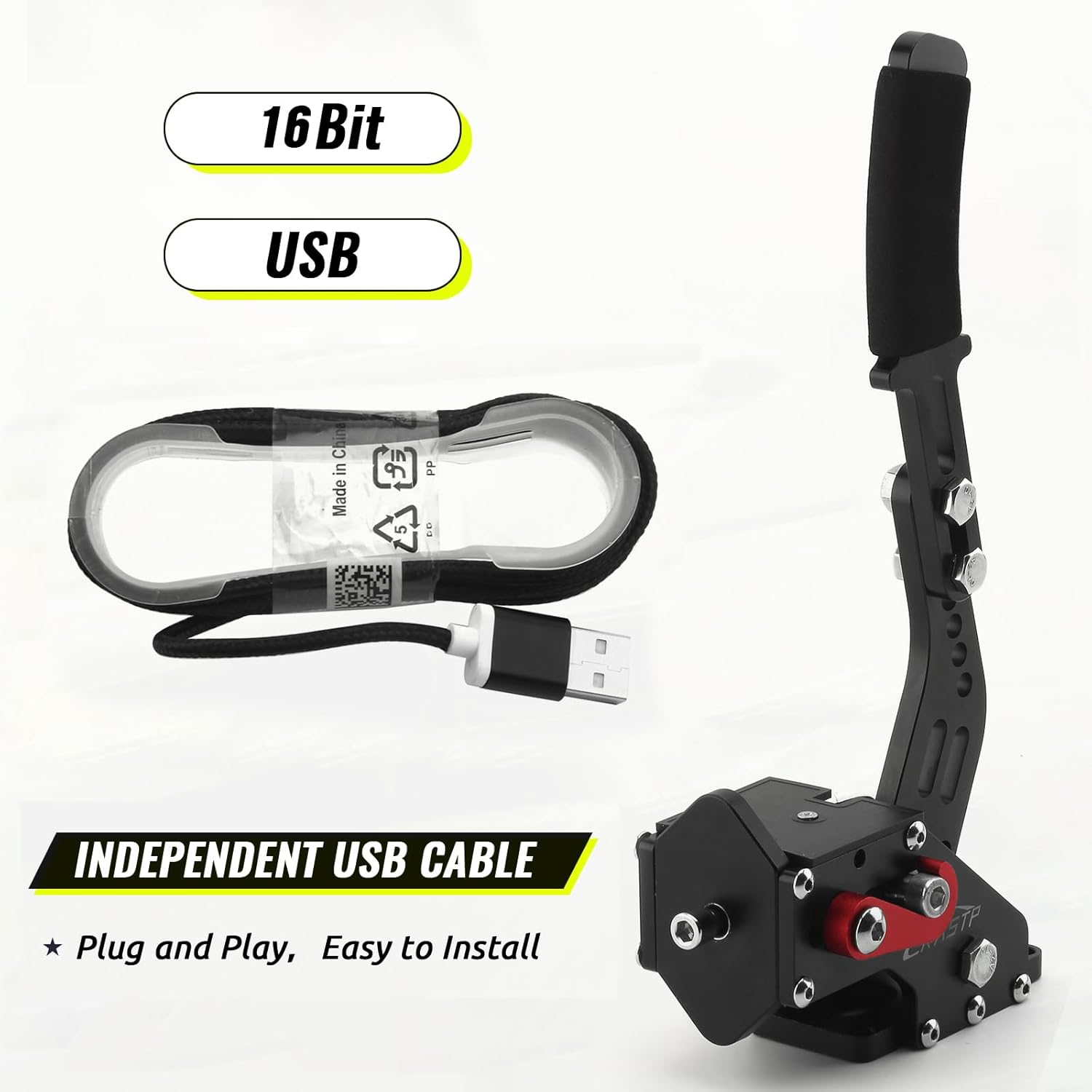 RASTP 64Bit PC USB Handbrake SIM for Racing Games Logitech G27 G25 G29 T500 T300 FANATECOSW LFS DIRT Rally.2,Black,Without Clamp image number 3