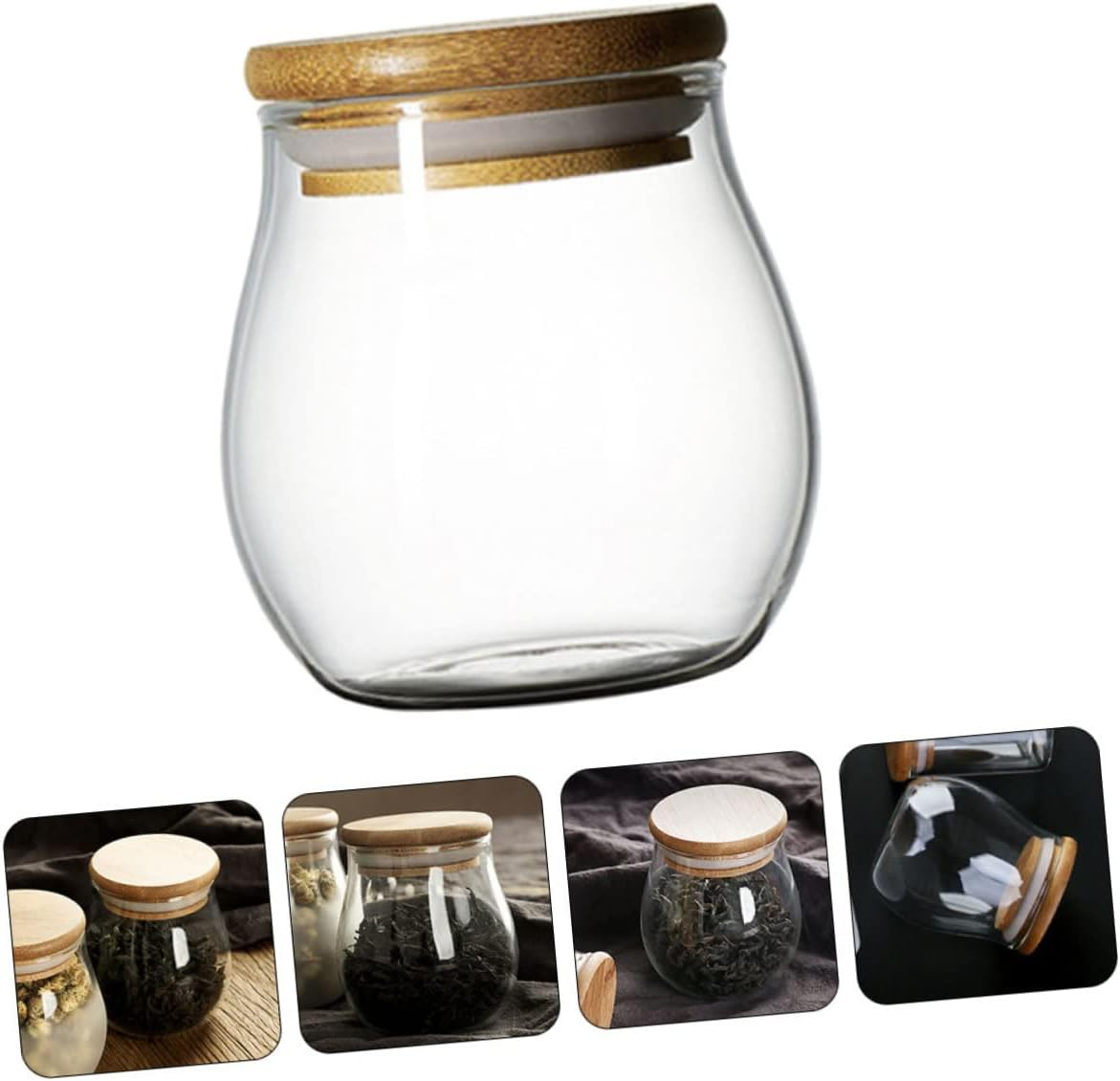 CIYODO Tea Canister Transparency Glass Tea Can Storage Jar for Home Loose Leaf Storage Food Container image number 4