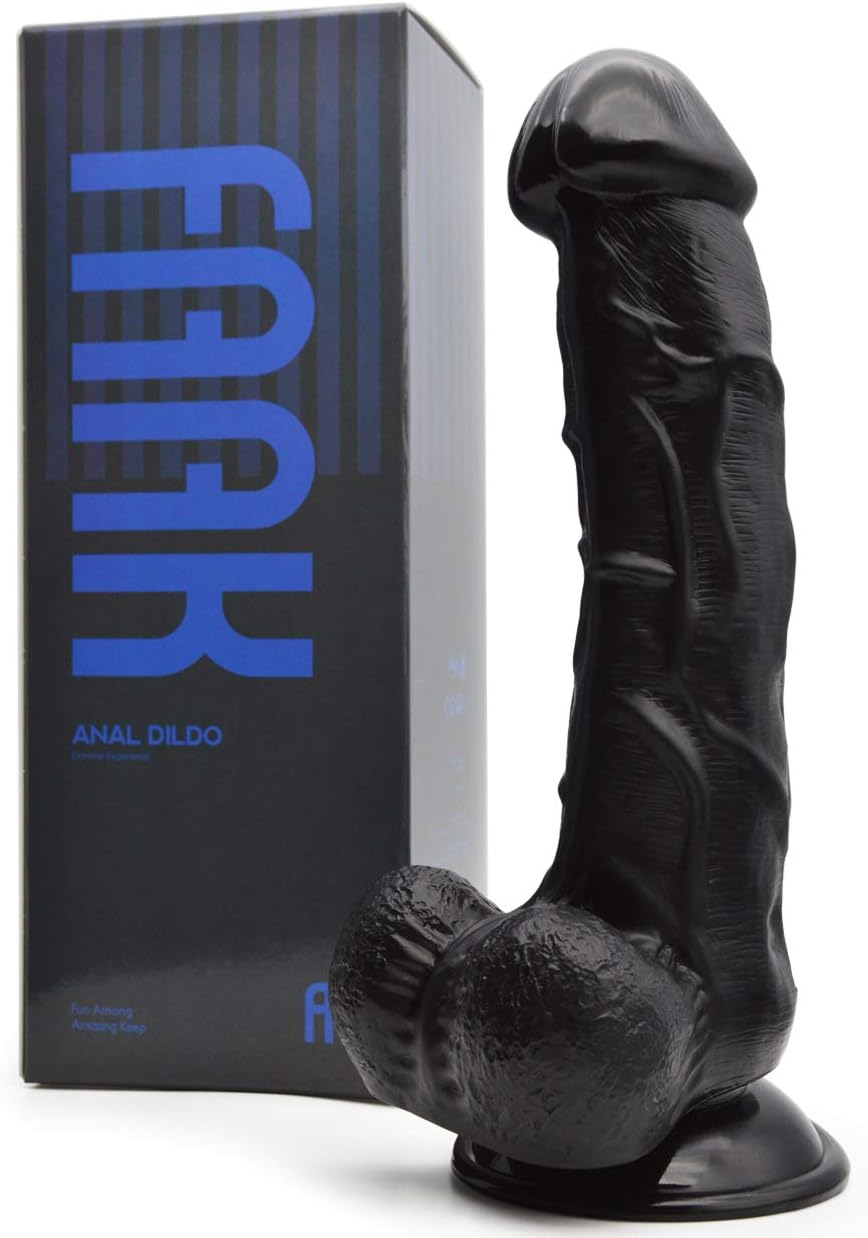 FAAK Realistic Thick Dildo, 7.3 Inch Insertable Curvy Dildo with Textured Veins for Added Stimulation, Big Dildo with Suction Cup, Adult Erotic Toys