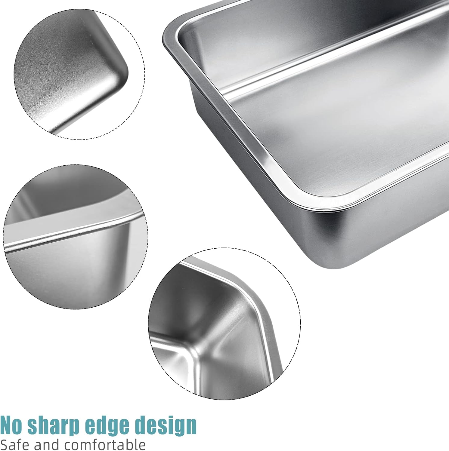 Stainless Steel Cats Litter Box, 4" Height Litter Box for Small Animals, Easy Entry, Easy to Clean, Non Stick Smooth Surface image number 3