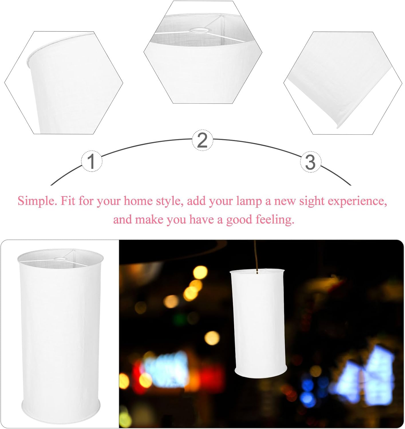 MALUGOGO White 35Cm Fabric Pendant Lamp Shade E27 Foldable Cover for Table and Lamps, Modern Cloth Lampshade Suitable for Living Room Lighting
