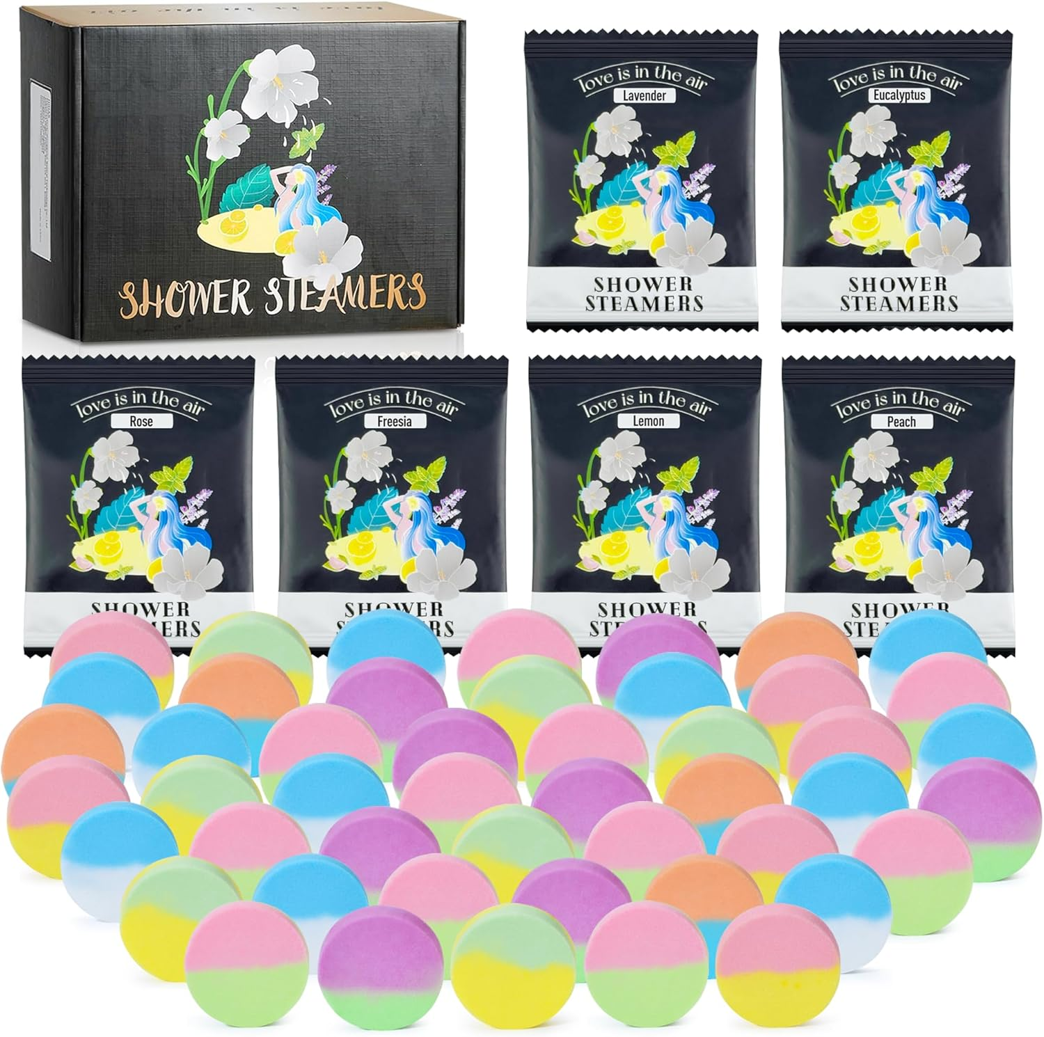 48 Pack Aromatherapy Shower Steamer Set for Relaxation Birthday Christmas Valentines for Women Men Shower Tablets Stress Relief Personal Care Spa