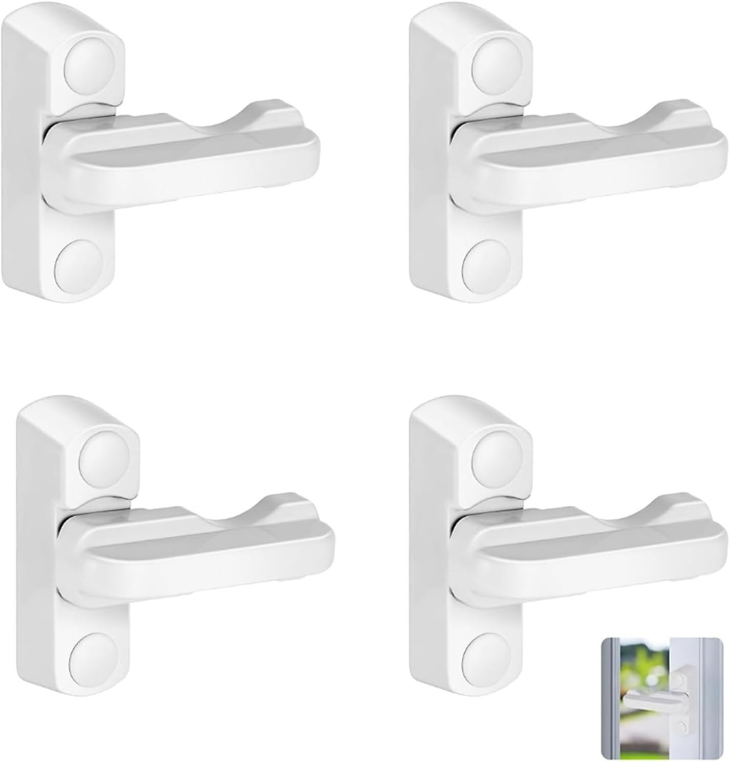 Xiciki Pack of 4 Children'S Window Lock, Burglary Protection, Window Latch, No Drilling, for UPVC Window, Door, Balcony, Child Lock image number 2