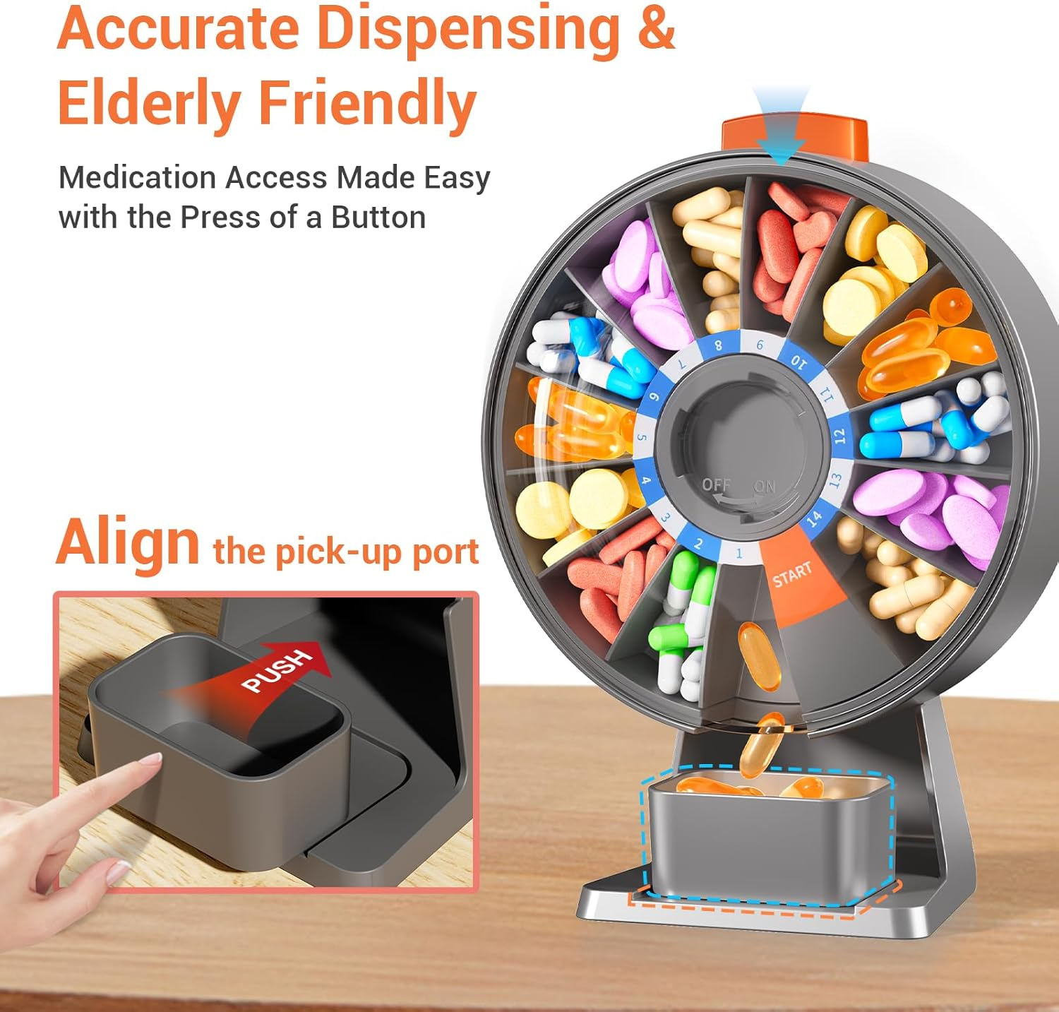 Zoksi Pill Organizer (Grey, 14 Compartments) - Blue image number 7