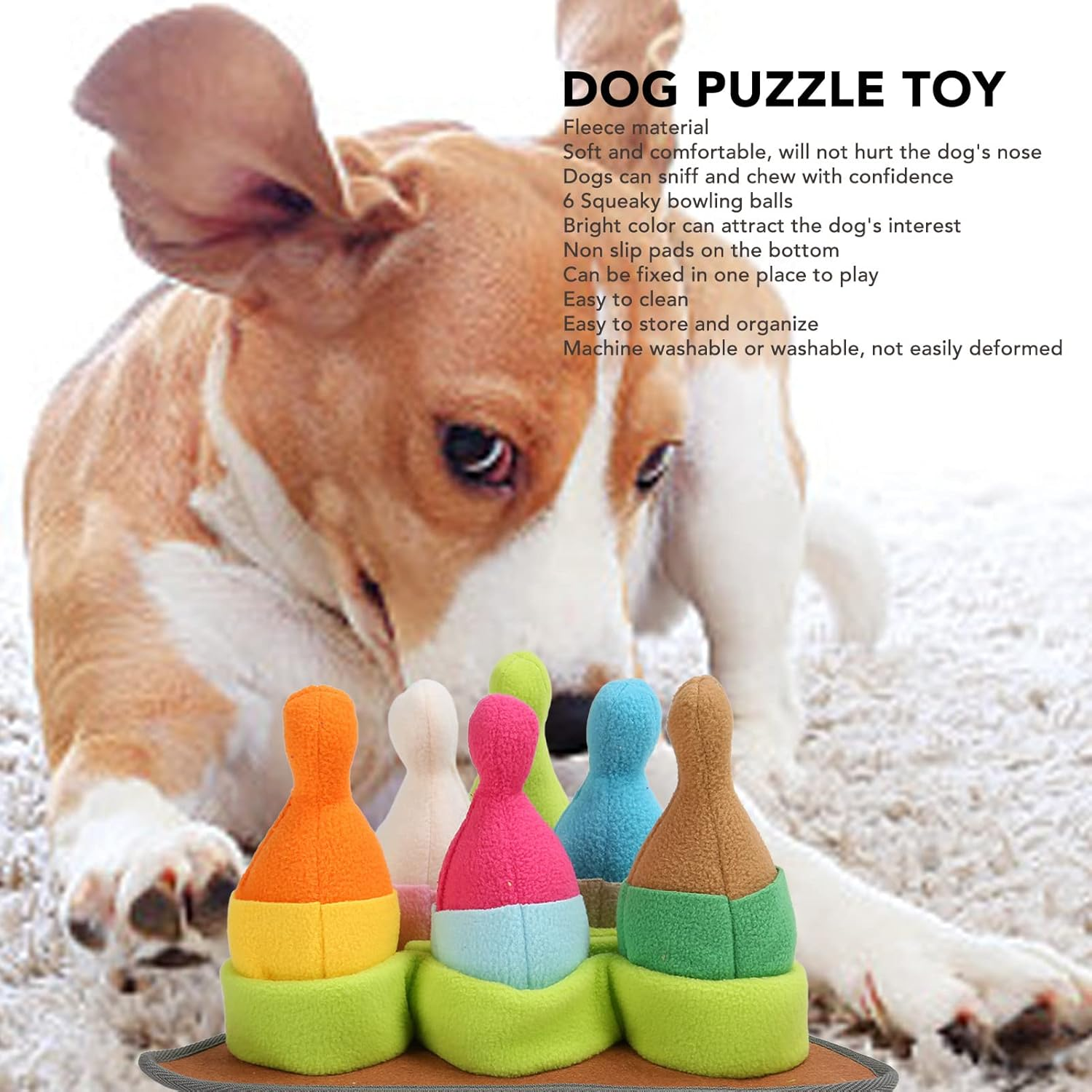 Snuffle Mat for Dogs,Pet Sniffing Pad Slow Eating Reduce Boredom Dog Sniffing Feeding Mat Puzzle Toy with Squeaky Bowling for Smell Training image number 6