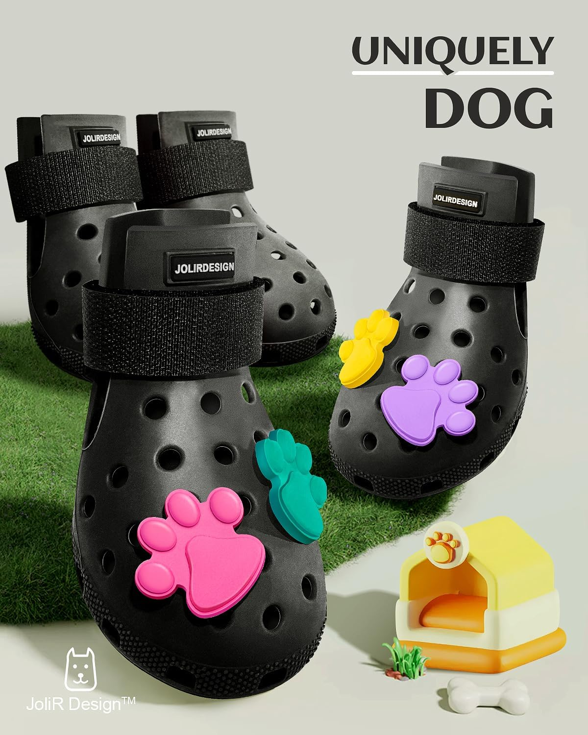 Dog Shoes for Hot Pavement - Dog Shoe for Small & Medium & Large, Dogs Boots Paw Protectors, Non-Slip, Waterproof, Easy-Clean Dogs Booties for Beach and Snow (Black, L) image number 5