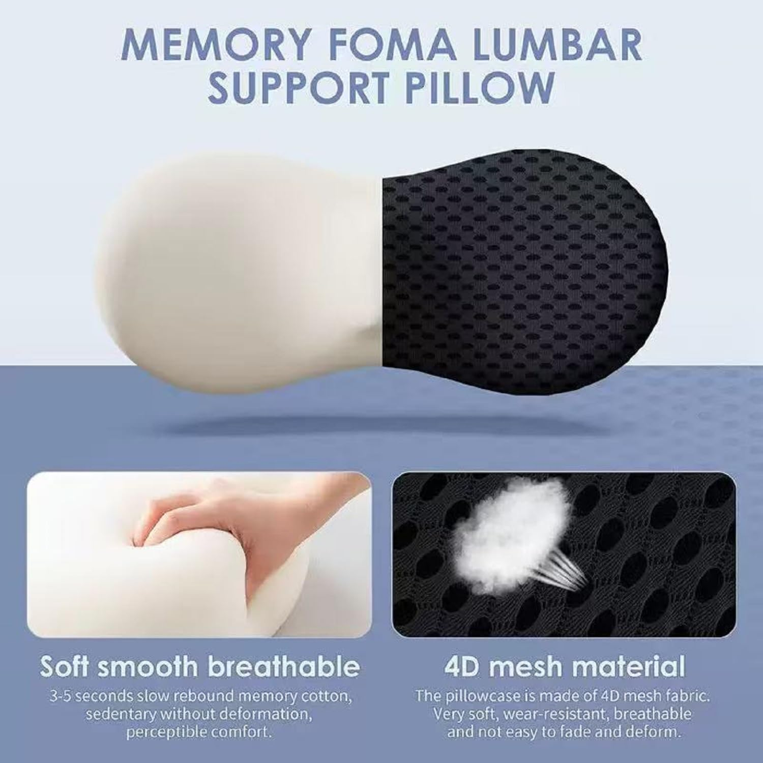 Lumbar Support Pillow Ergonomic Memory Foam Lumbar Pillow, Relieve Back Pain,Breathable & Detachable & Washable, Neo Cushion Lower Back Pillows for Office Chairs, Car Seats (Black) image number 2