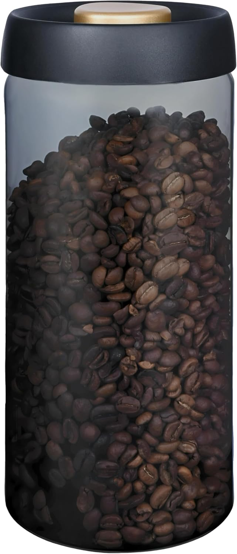 LOEZ Coffee Bean Storage Container Airtight, Lid Sealed with Press-Down Vacuum, Borosilicate Glass Coffee Canister, Food Storage, Coffee Bar for Ground Coffee, Tea, Beans, Spices (Transparent 60.9Oz)