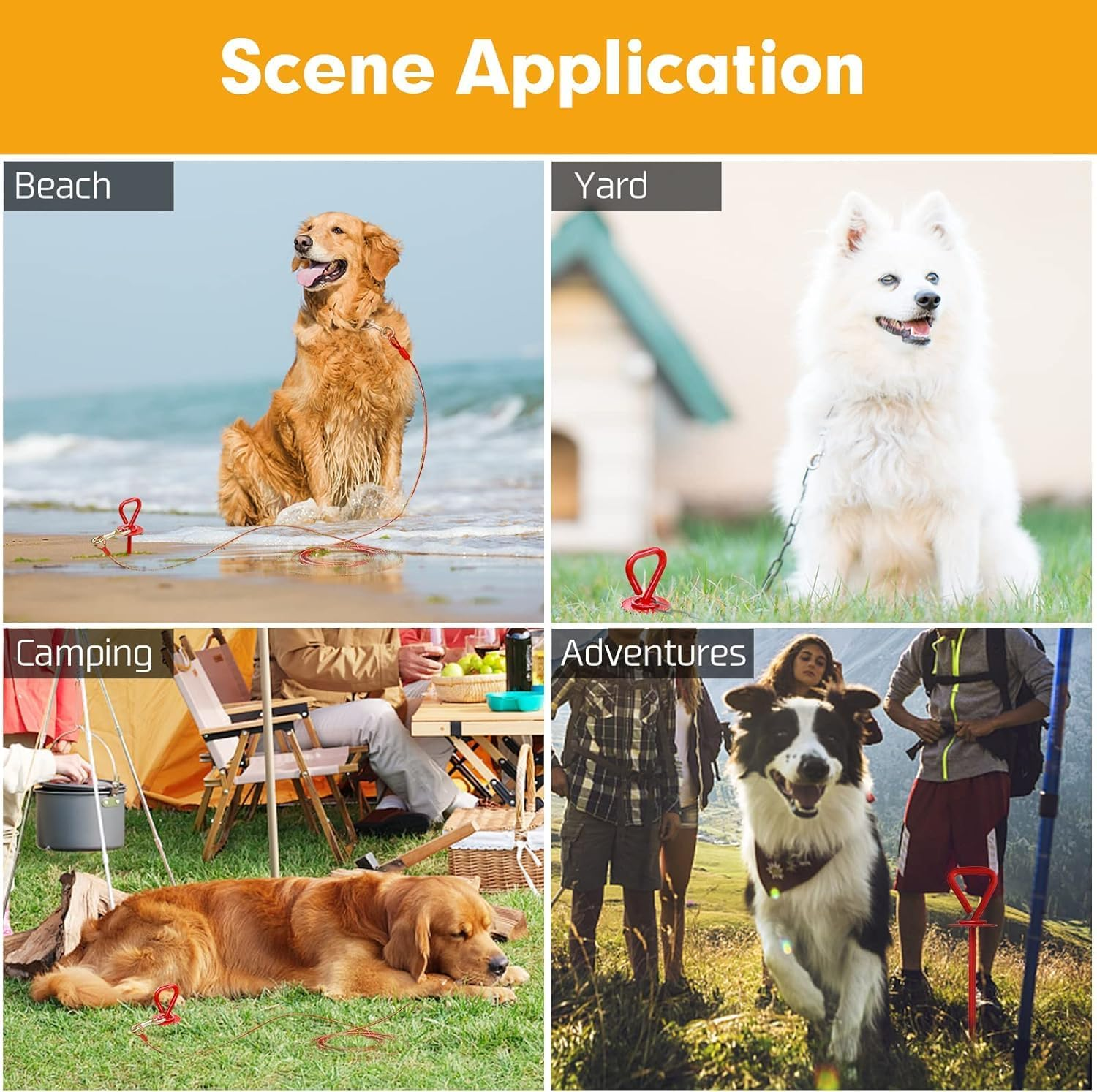 Dog Tie Out Stake in Yard or Camping, outside Sturdy No Pulling Out for Small, Medium or Large Pooch