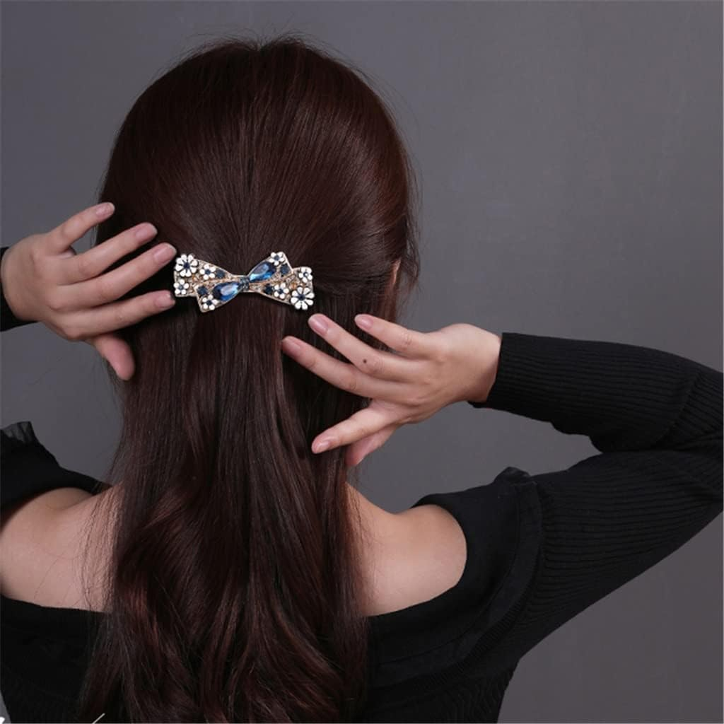 Alligator Clip,Headdress,Hair Clamp,Hairpins,Hairpin Female Korean Rhinestone Bow Hairpin One Word Clip Headgear Top Clip Back Head Broken Hairpin Clip (Color : A, Size : 6.5 * 4.5Cm) image number 3